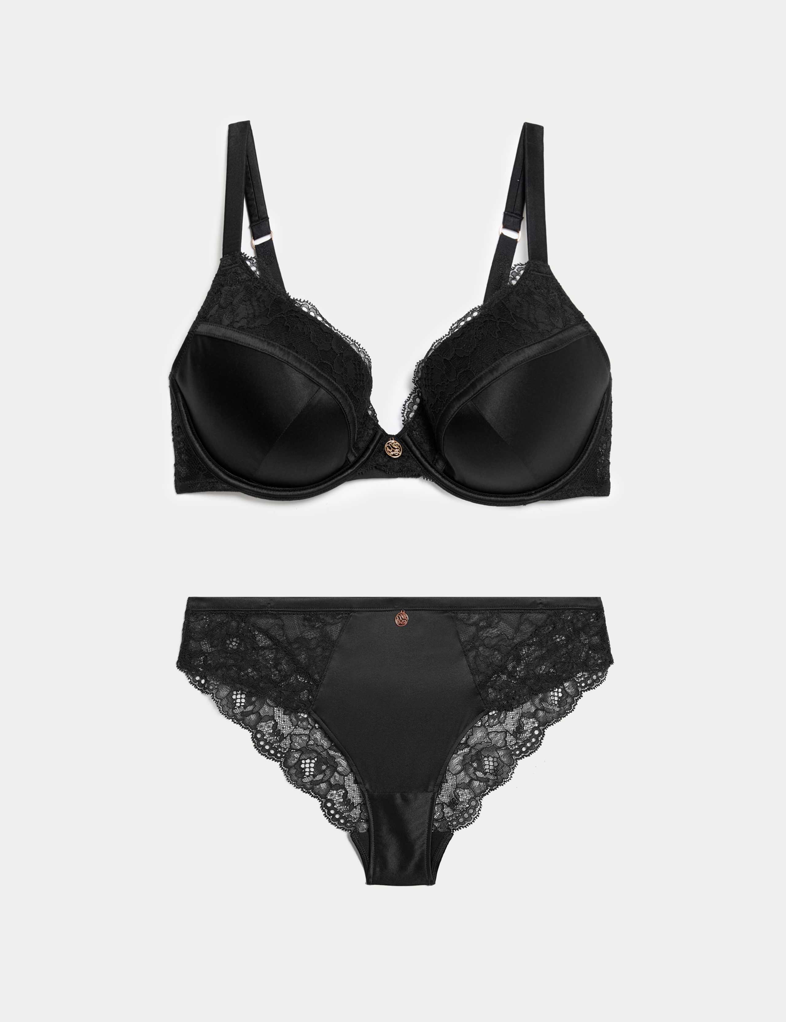 Silk & Lace Wired Plunge Bra Set 1 of 6