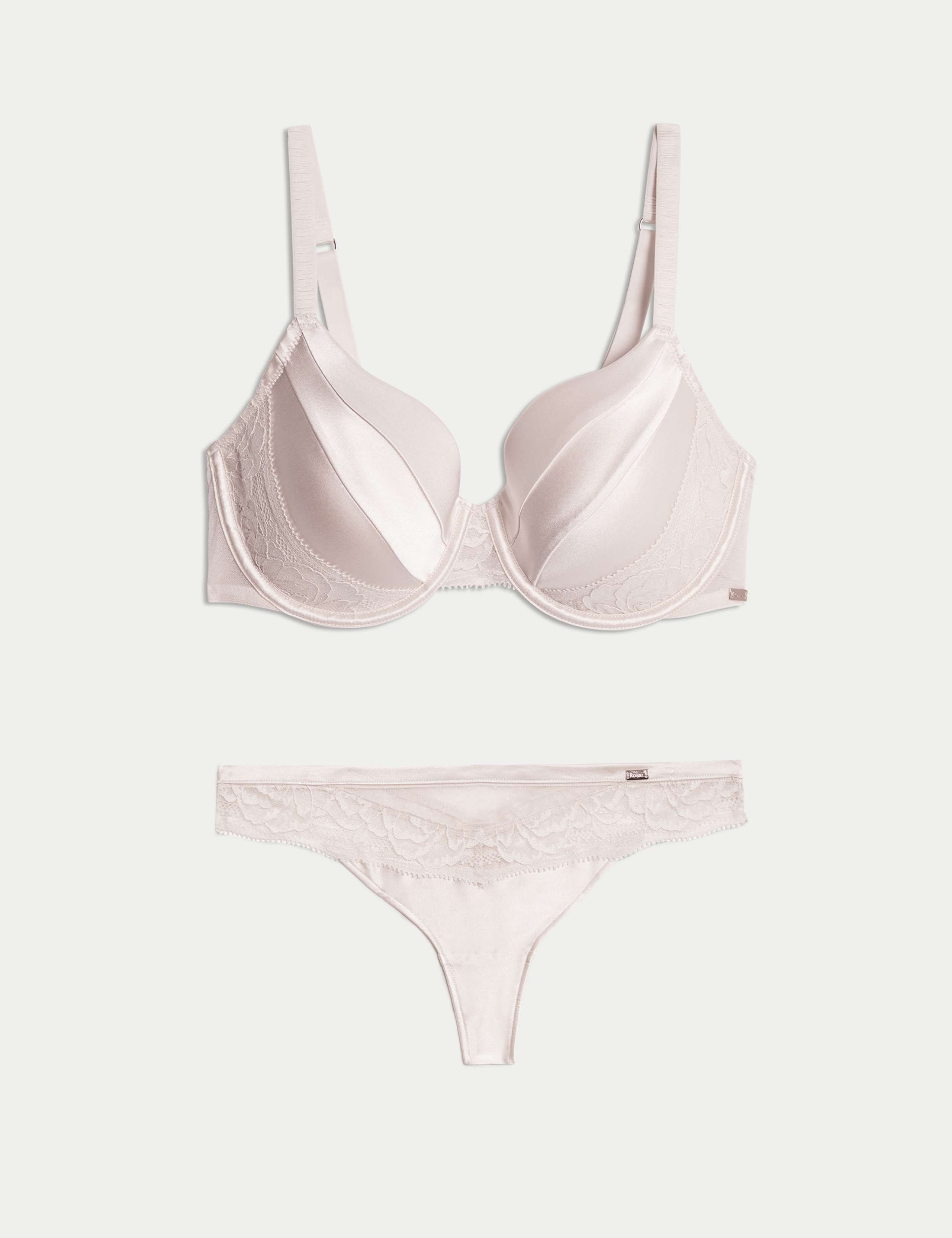 Silk & Lace Wired Full Cup Bra Set A-E 1 of 6