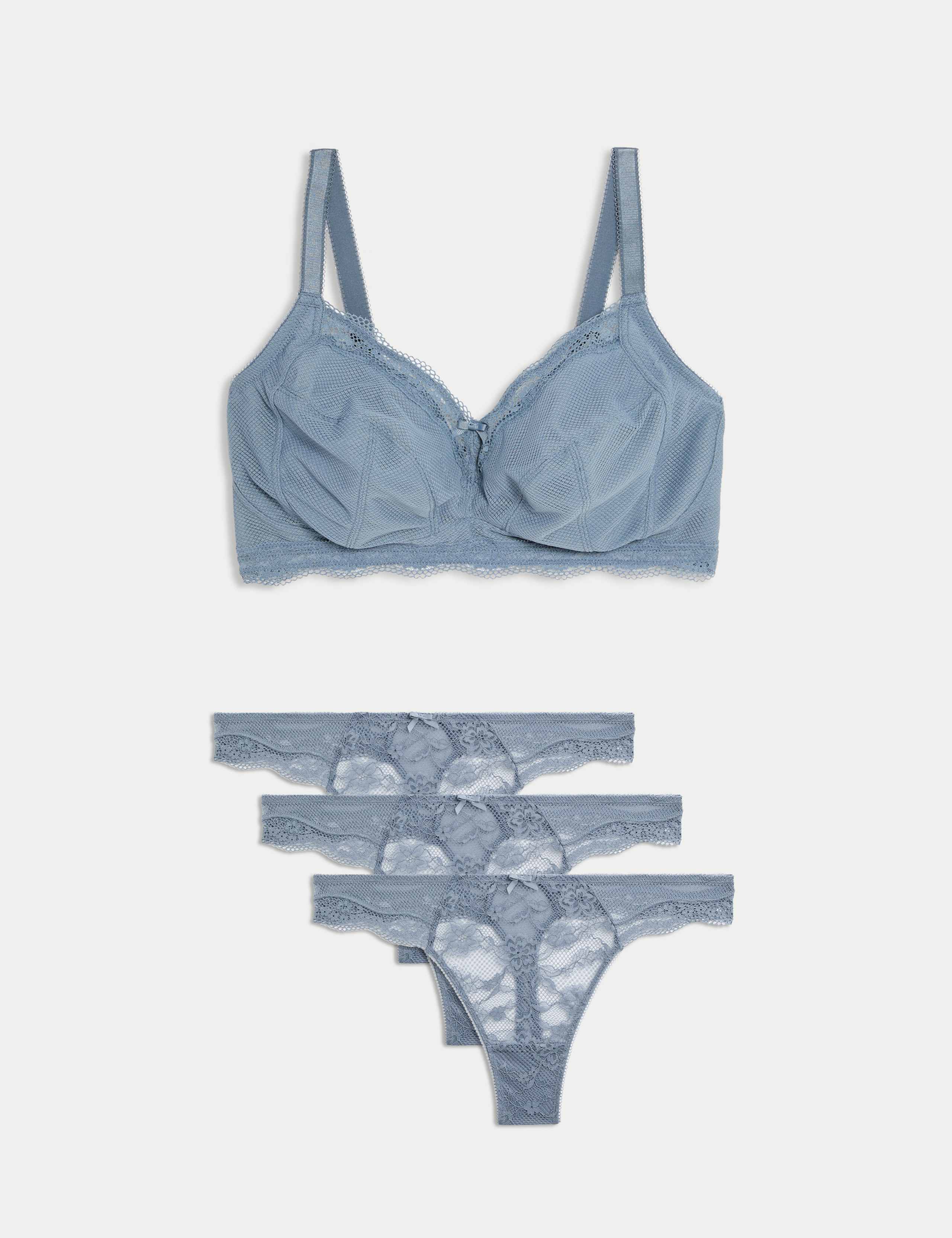 Jasmine Lace Trim Non Wired Bralette Set F+ 1 of 6