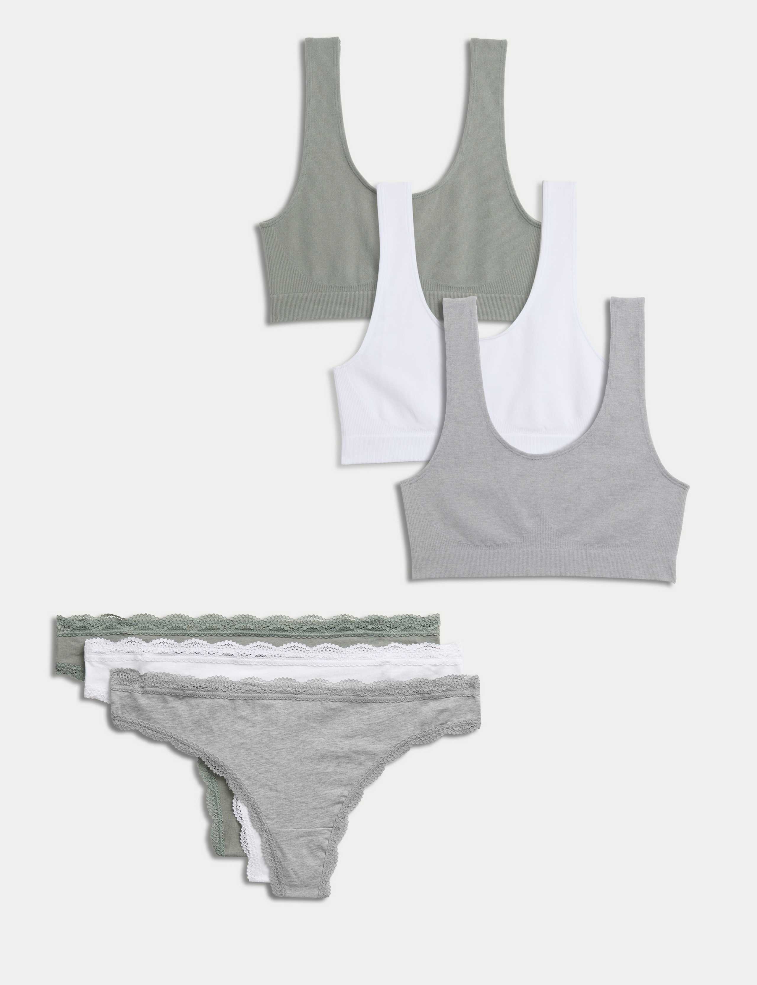 3pk Seamless Non Wired Crop Top Set 1 of 6