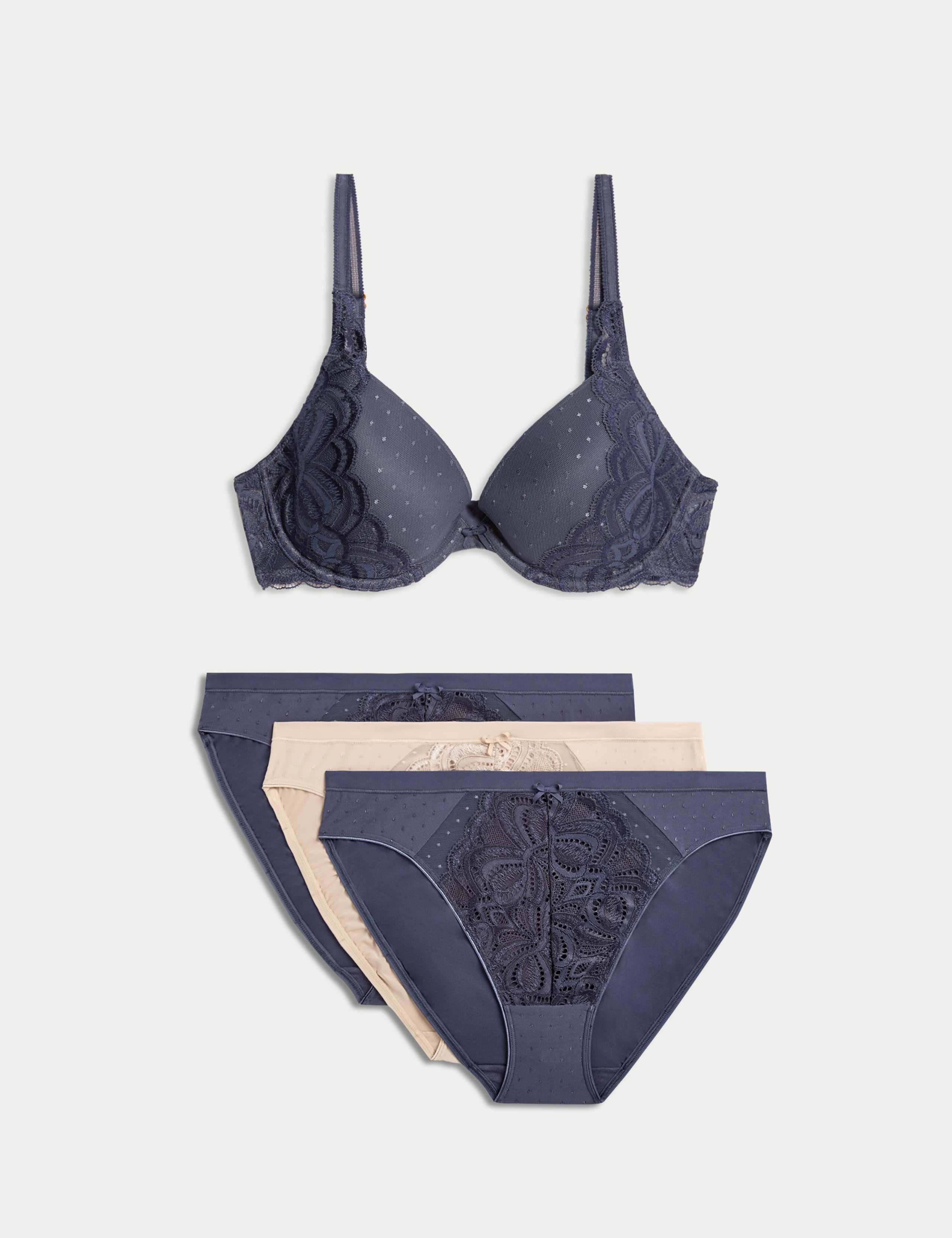 Amelia Lace Wired Plunge Bra Set A-E 1 of 6