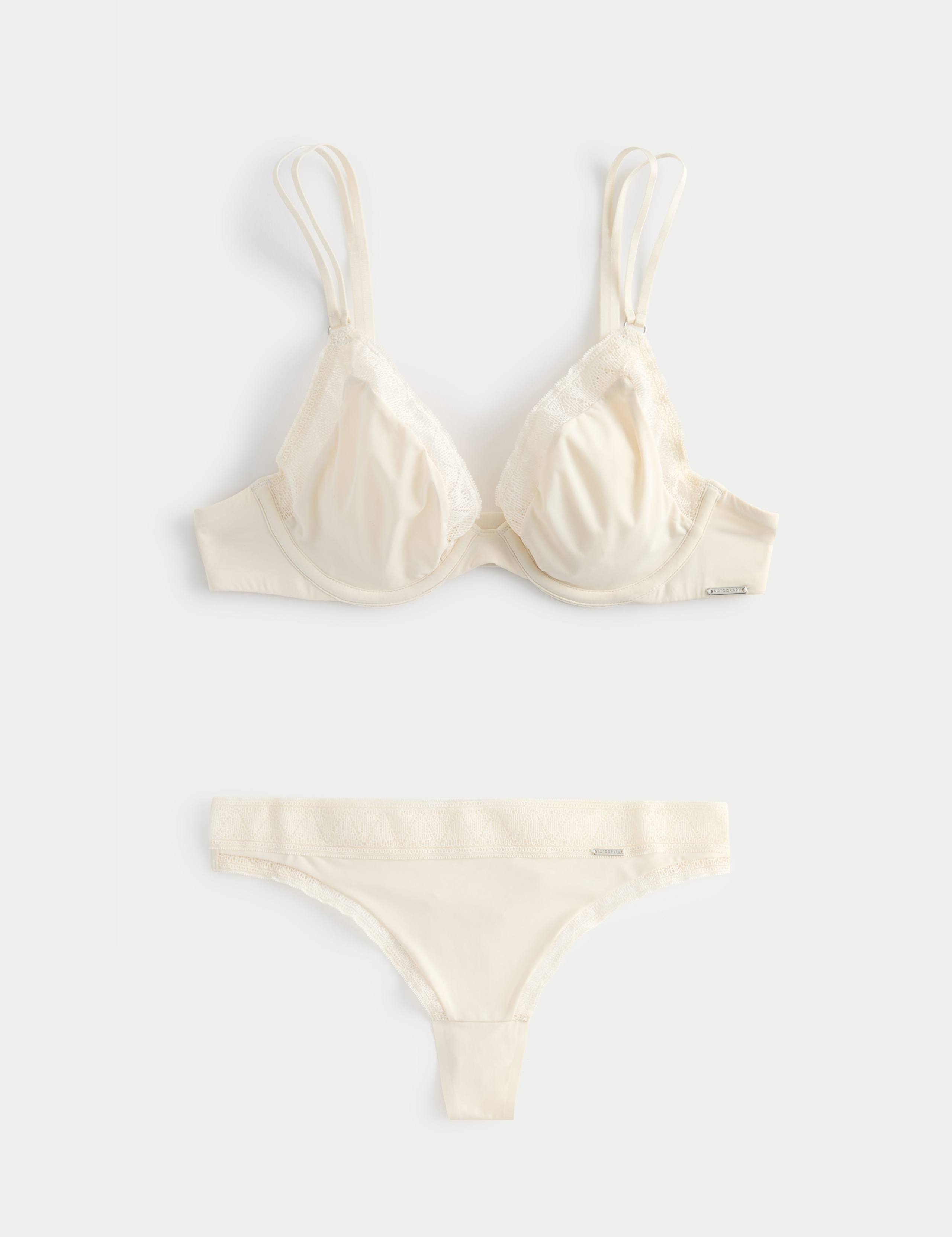 Boston Microfibre Lace Trim Wired PlungeBra Set 1 of 6