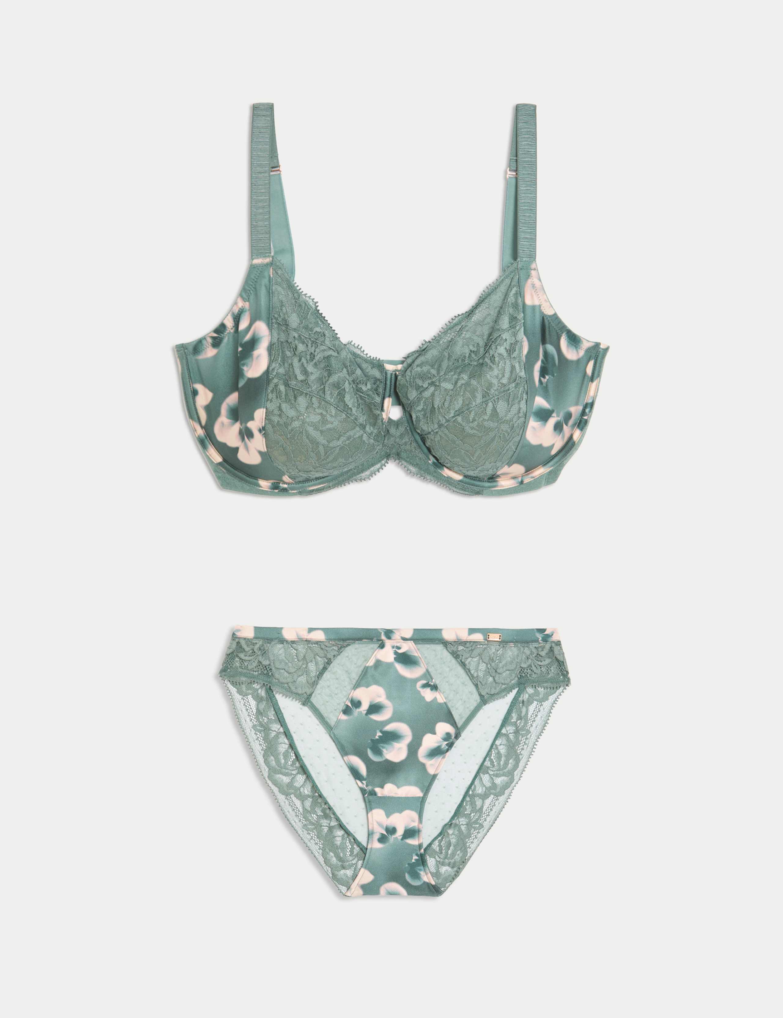 Kalina Silk & Lace Wired Minimiser Bra Set C-G 1 of 6