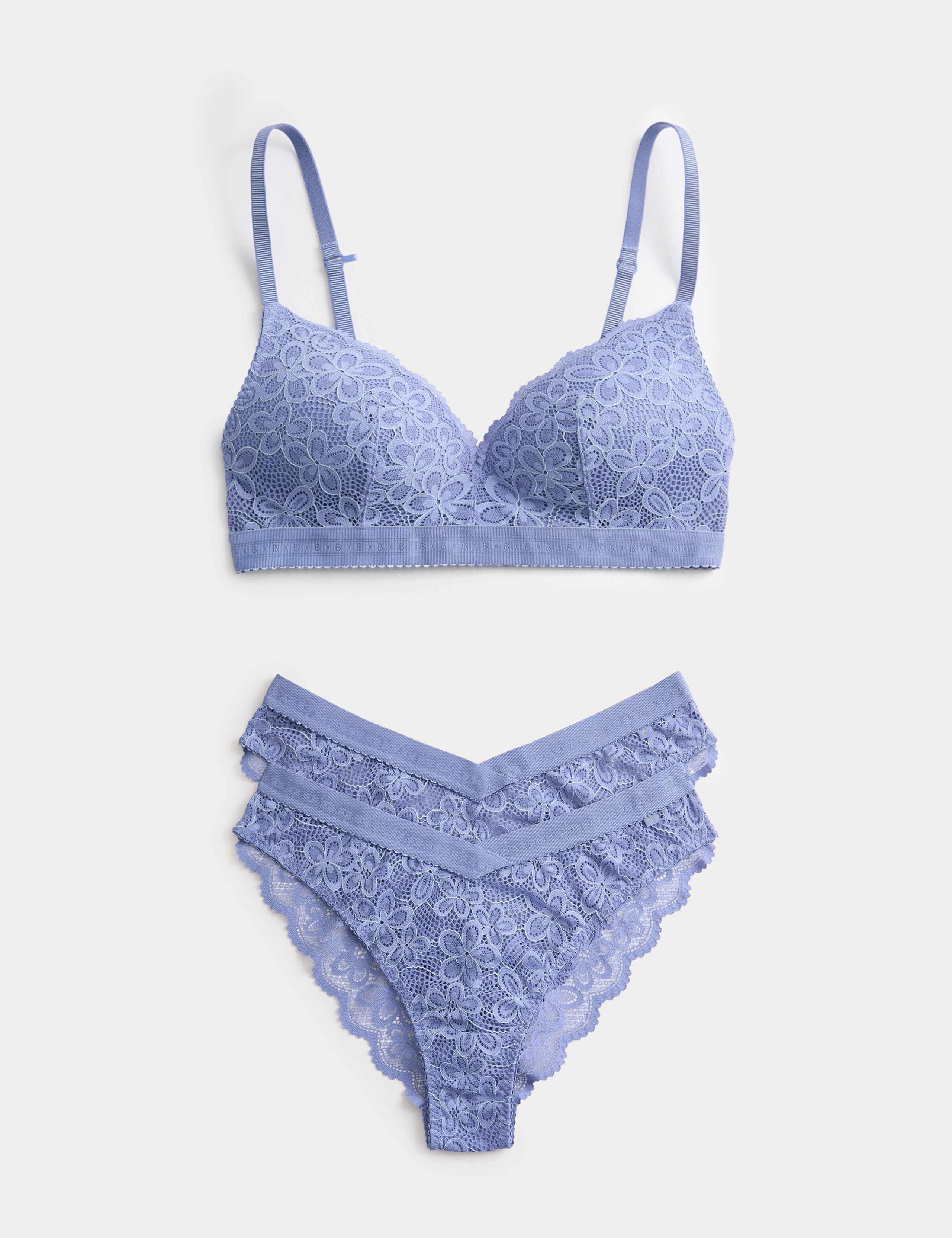 Cleo Lace Non Wired Plunge Bra Set A-E 1 of 6