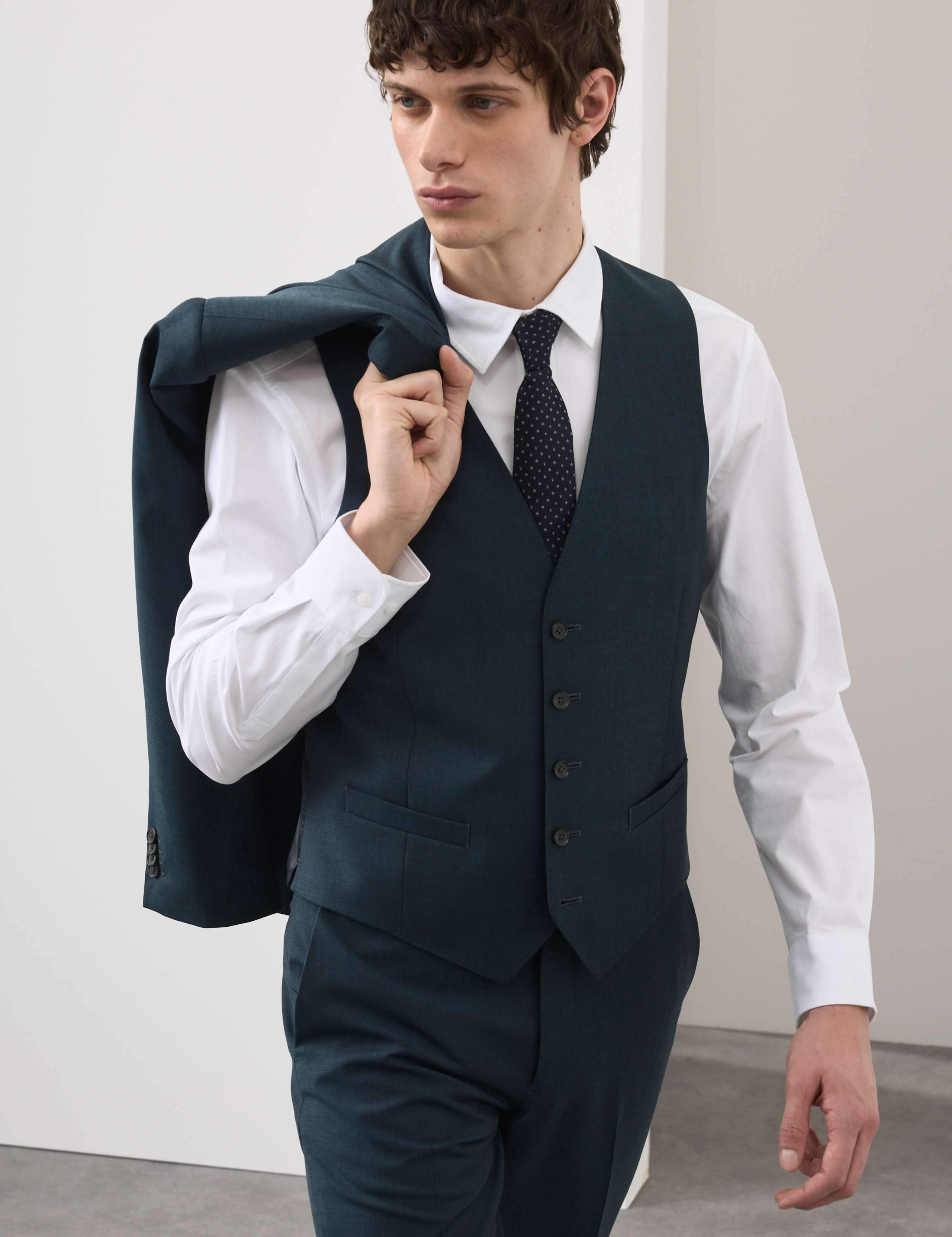 3 Piece Tailored Fit Wool Rich Suit 2 of 6