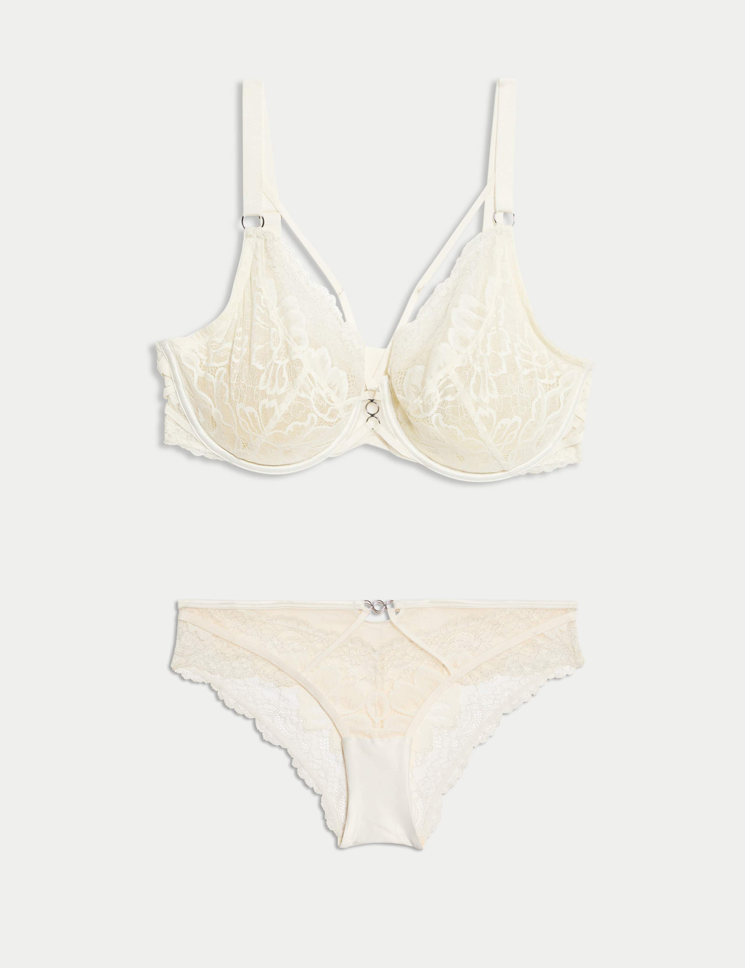 Lindy Lace Wired Plunge Bra Set F-H 1 of 6