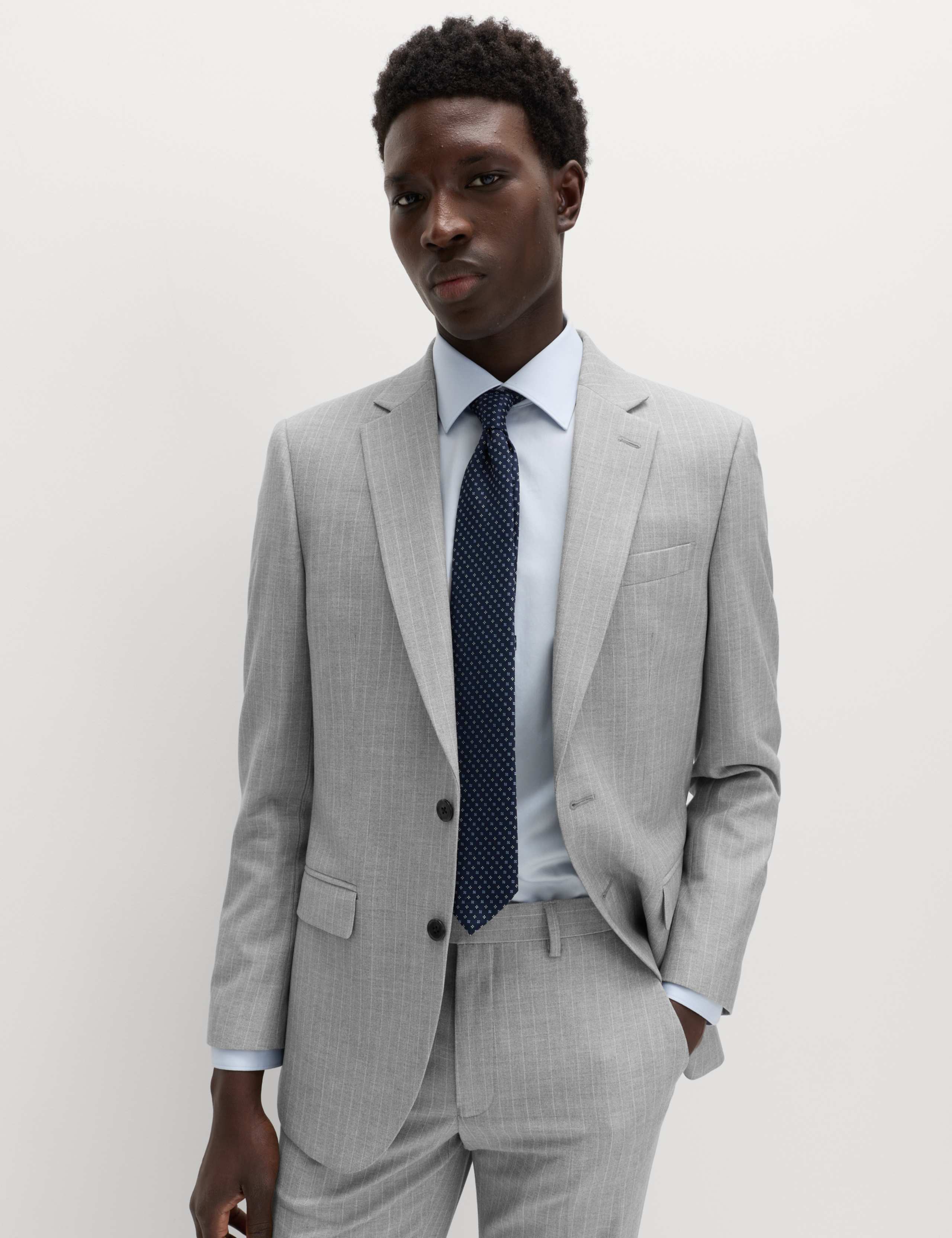 2 Piece Regular Fit Pinstripe Stretch Suit