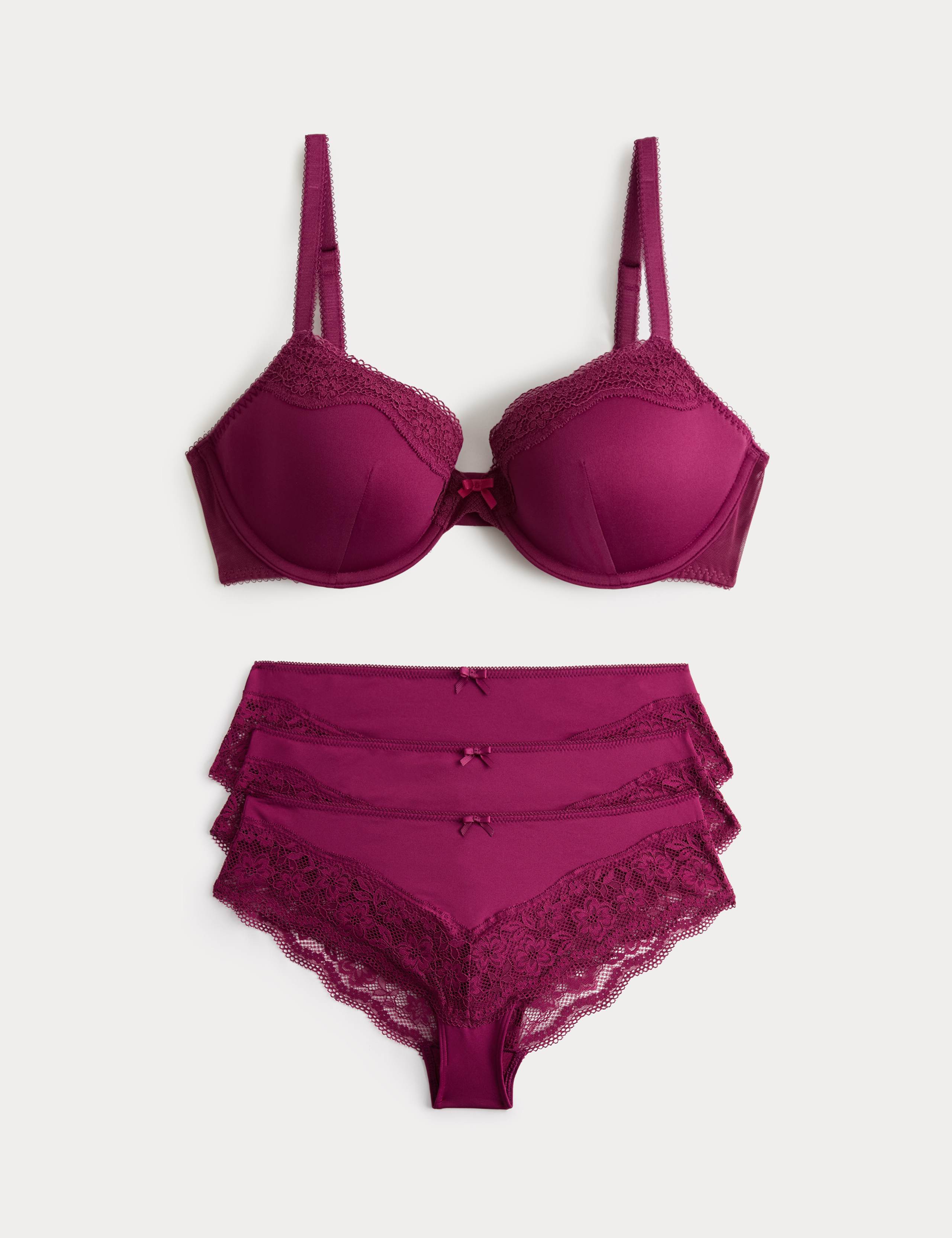 Jasmine Lace Wired Demi Cup Bra Set A-E 1 of 6