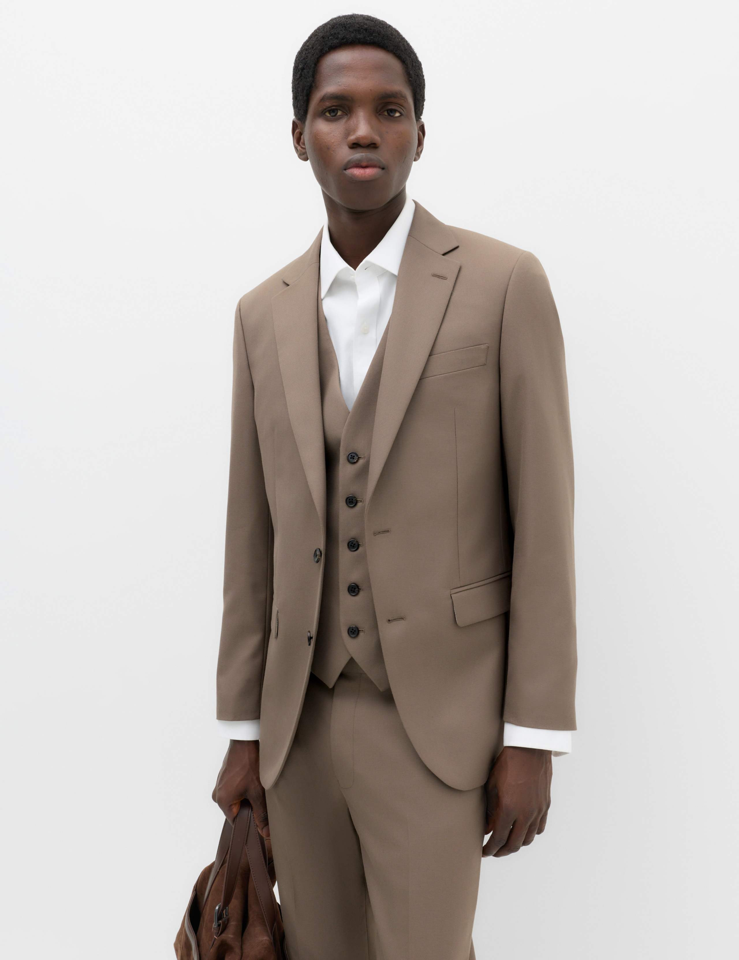 3 Piece Tailored Fit Textured Suit