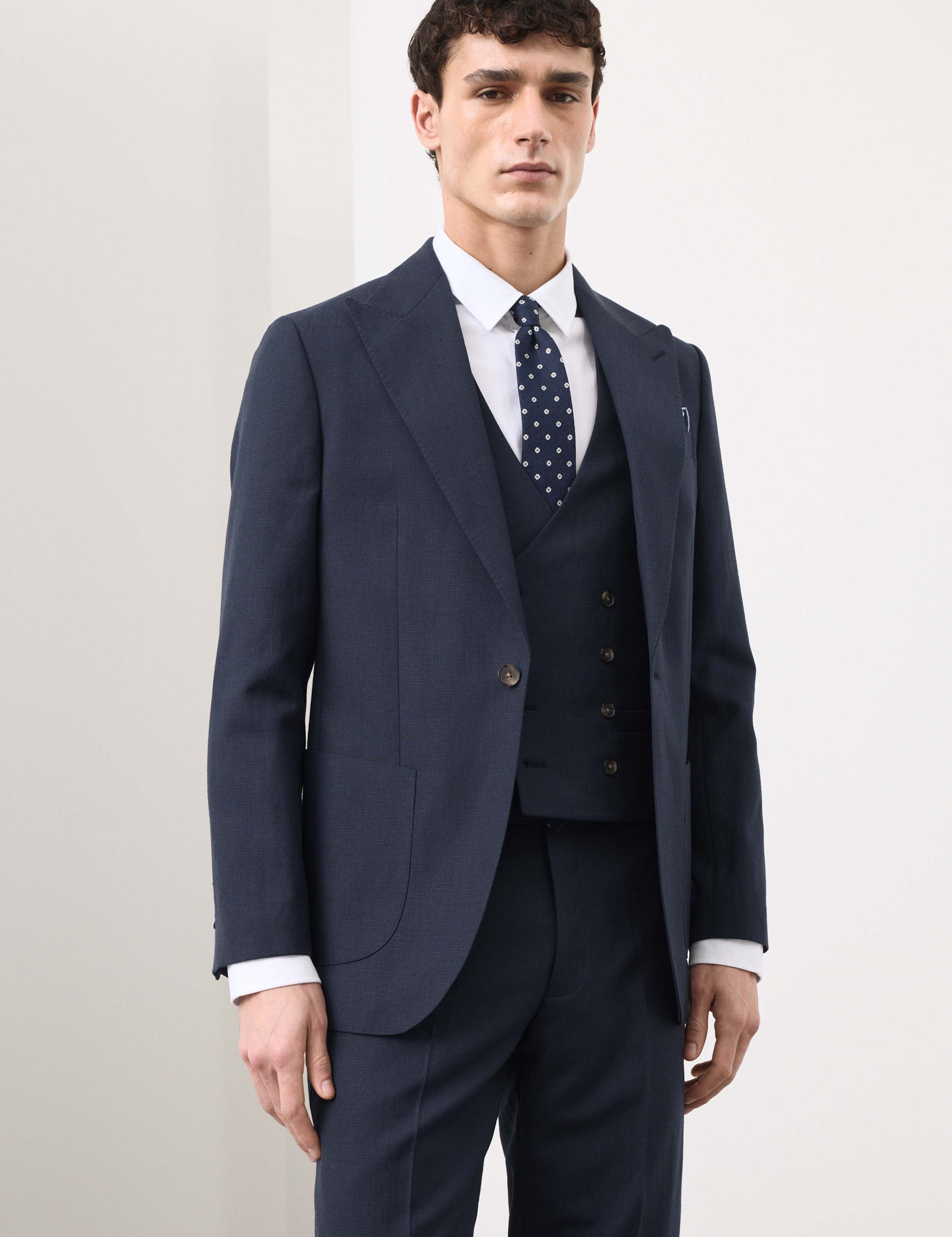 2 Piece Tailored Fit Wool Blend Textured Suit 5 of 6