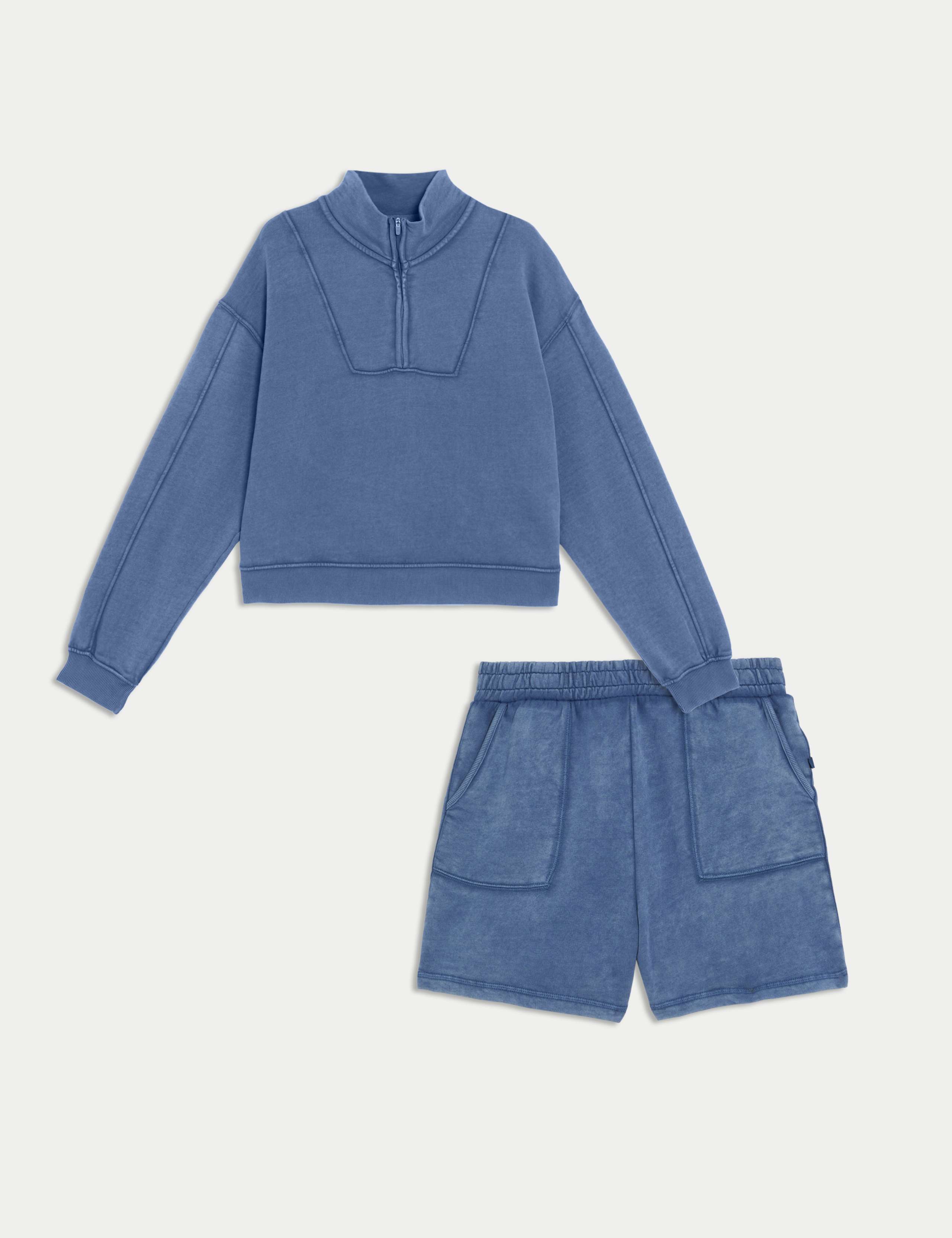 Pure Cotton Quarter Zip Lounge Sweatshirt Set 1 of 6