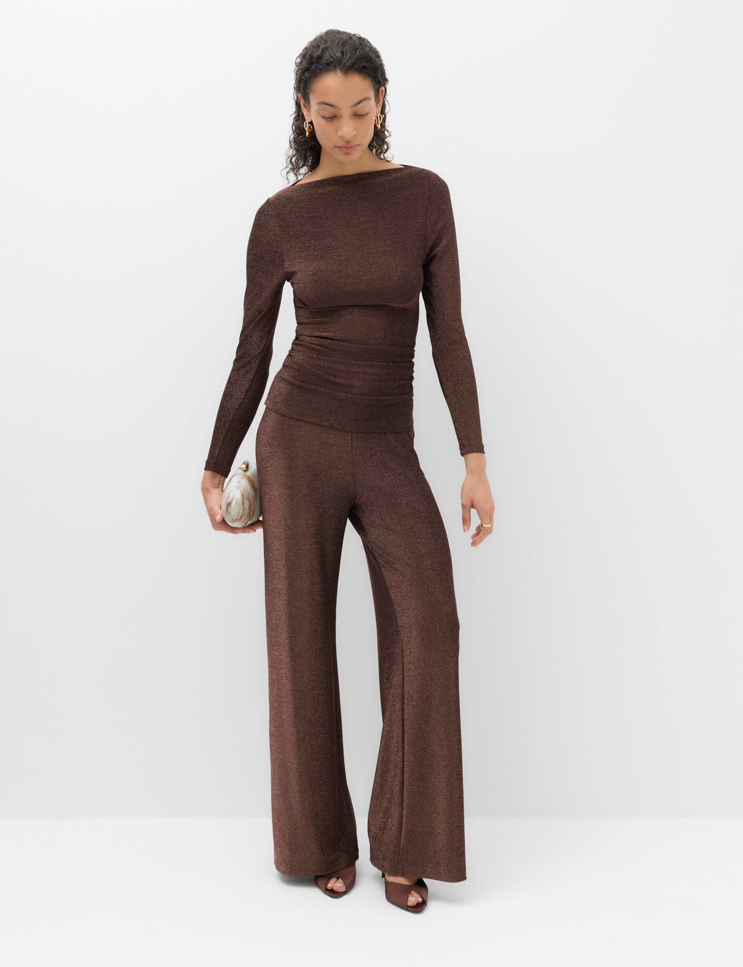 Sparkly Top & Palazzo Trousers Set