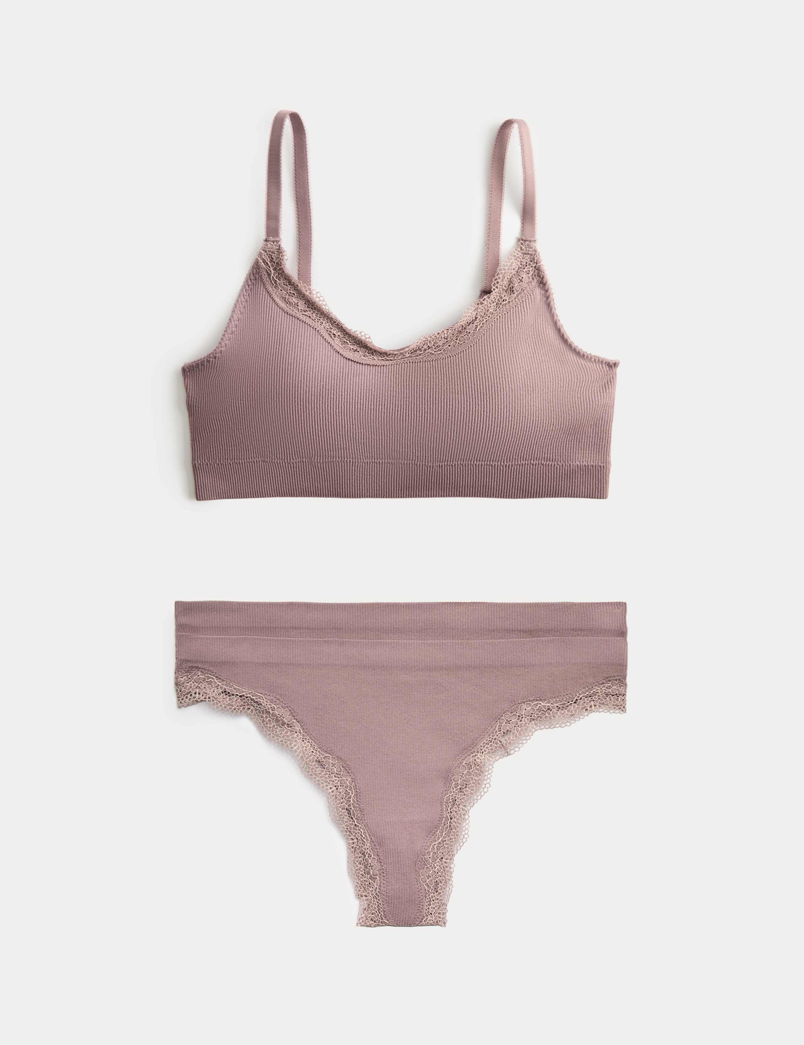 Jasmine Lace Non Wired Seamfree Crop Top Set 1 of 6