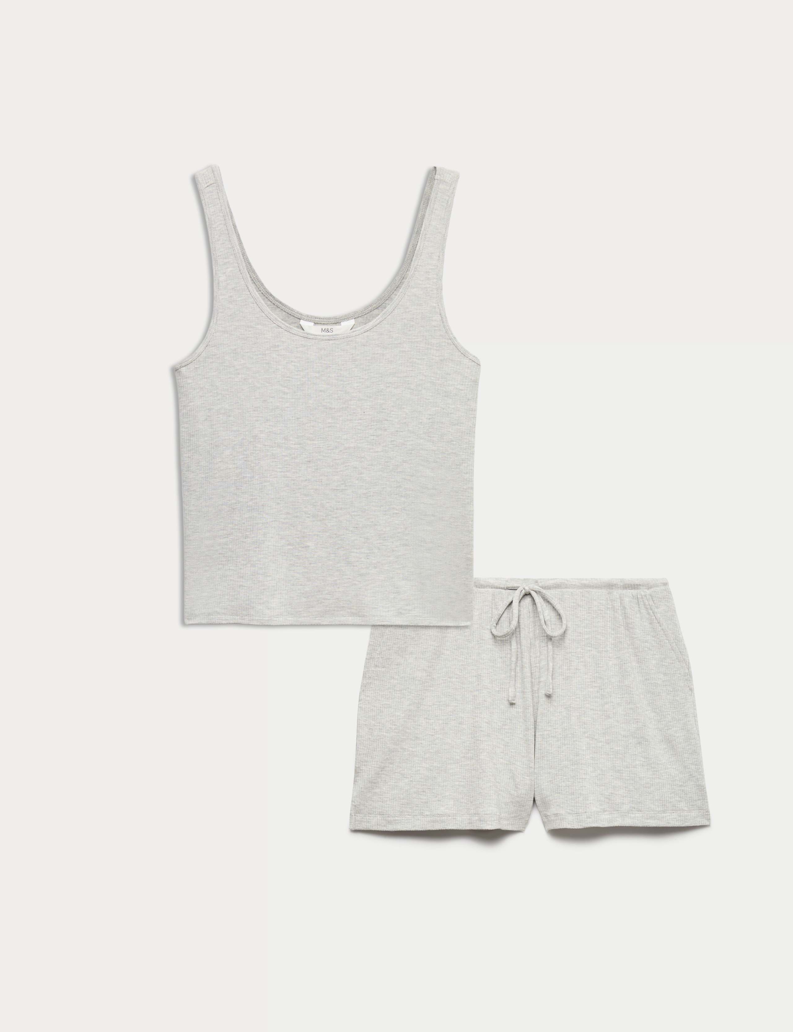 Modal Rich Ribbed Cami Pyjama Top Set 1 of 6