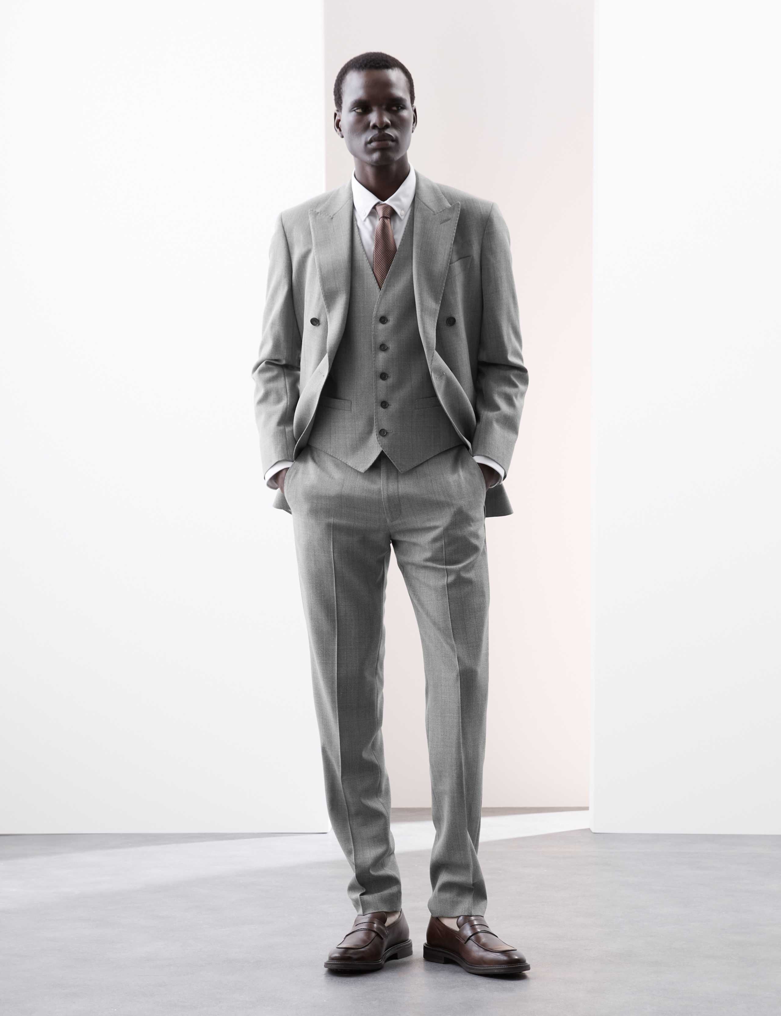 Tailored Fit Pure Wool Check Suit