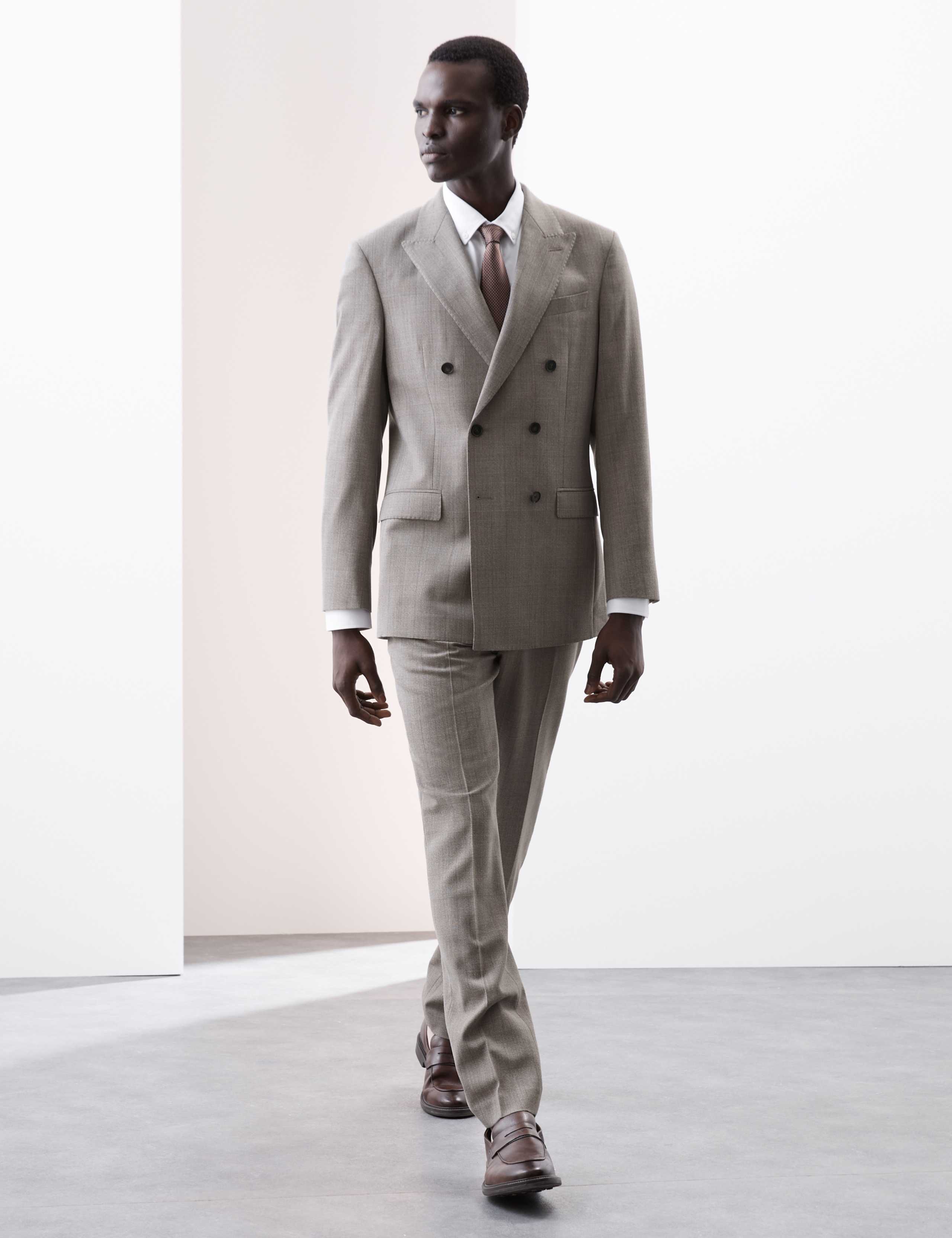Tailored Fit Pure Wool Check Suit 1 of 6