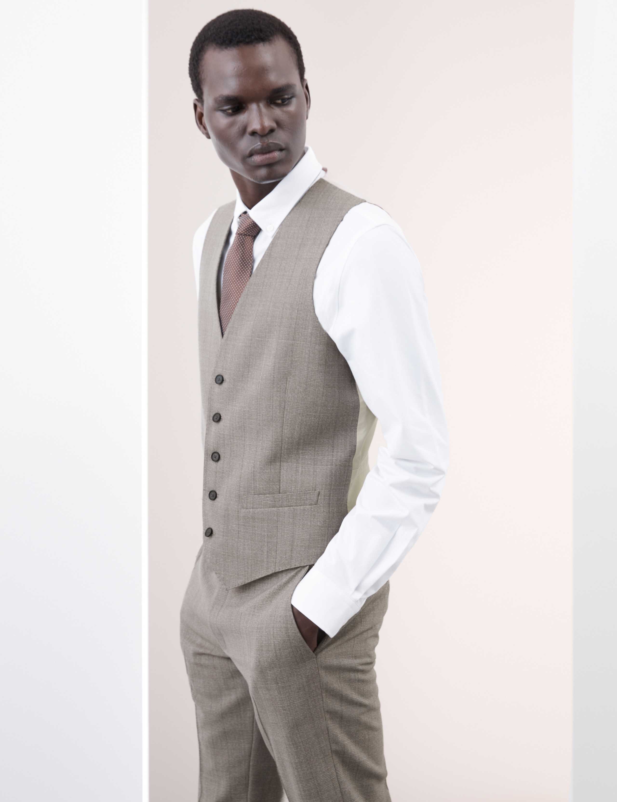 Tailored Fit Pure Wool Check Suit 2 of 6
