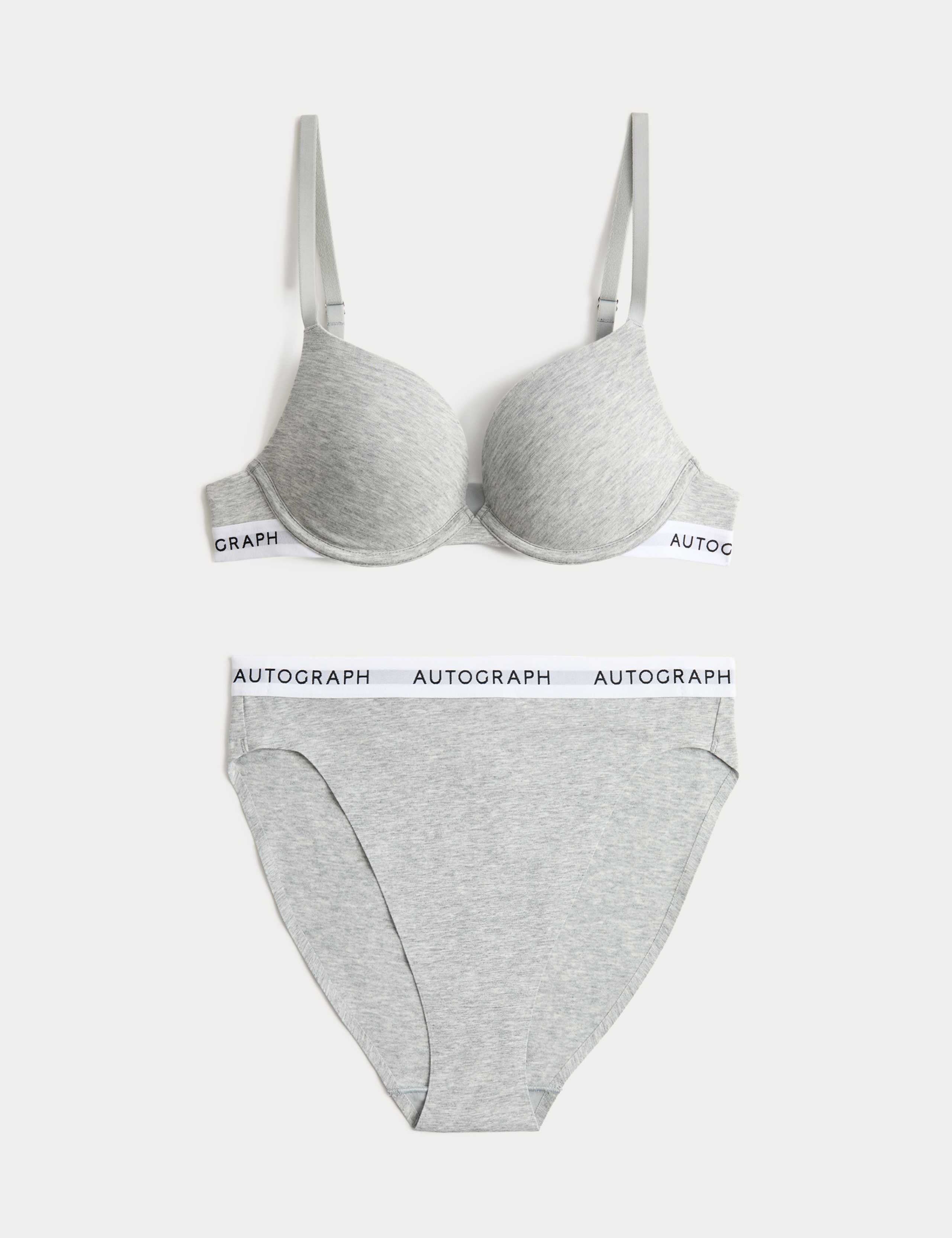 Lille Cotton Rich Wired Push-Up Plunge Bra Set A-E 1 of 6
