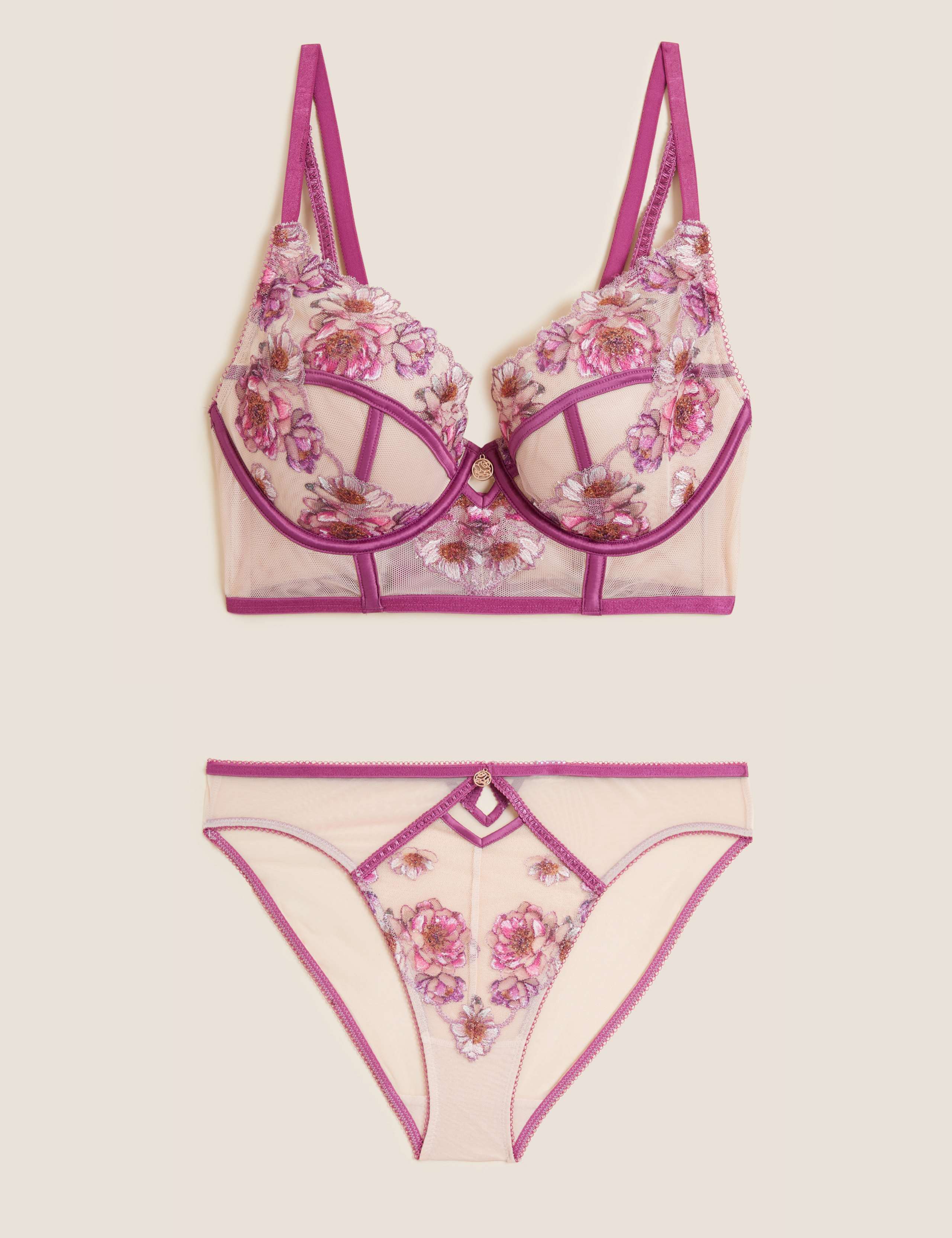 Camelia Wired Plunge Longline Bra Set A-E 1 of 6