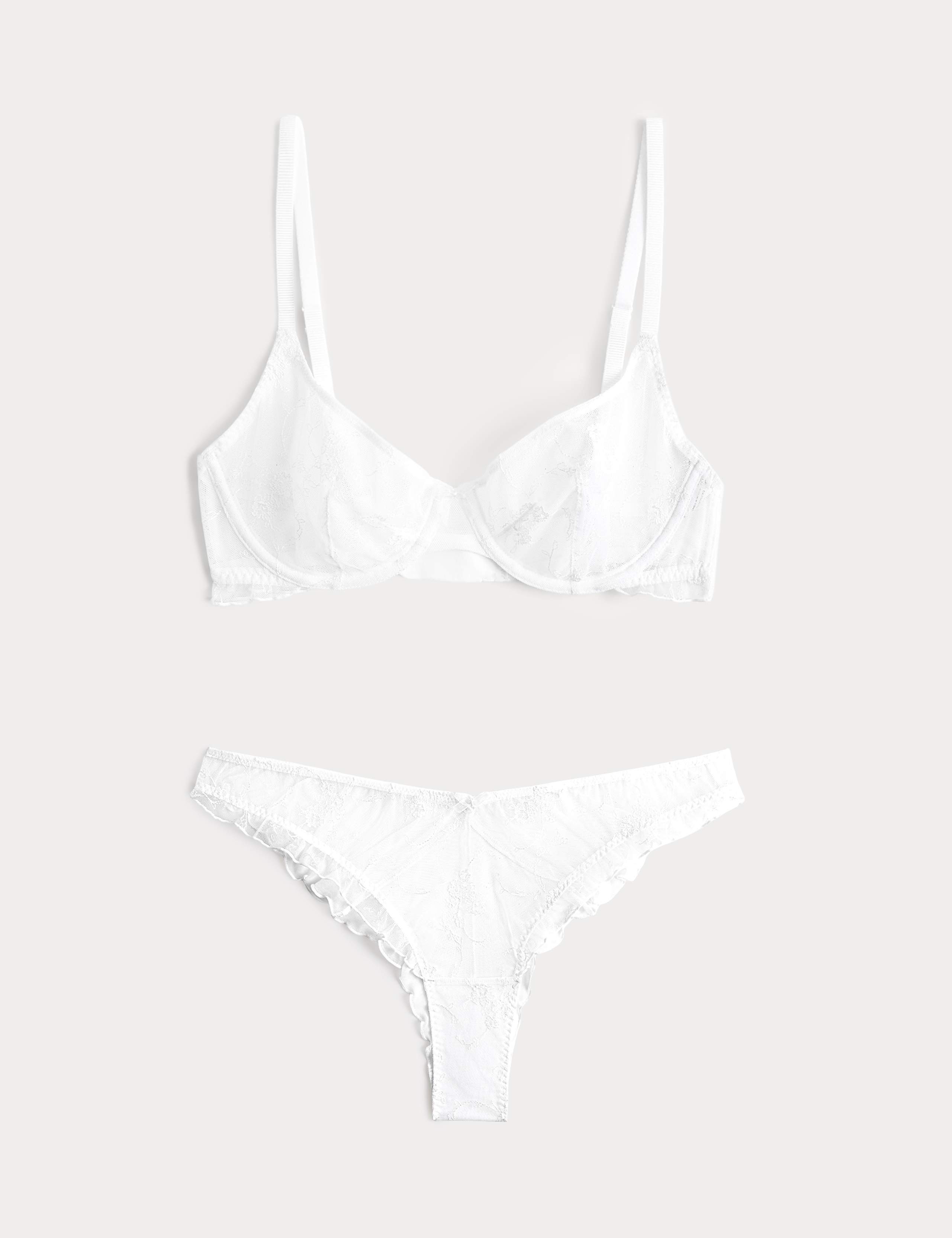 Helena Embroidery Wired Demi Cup Bra Set A-E 1 of 6