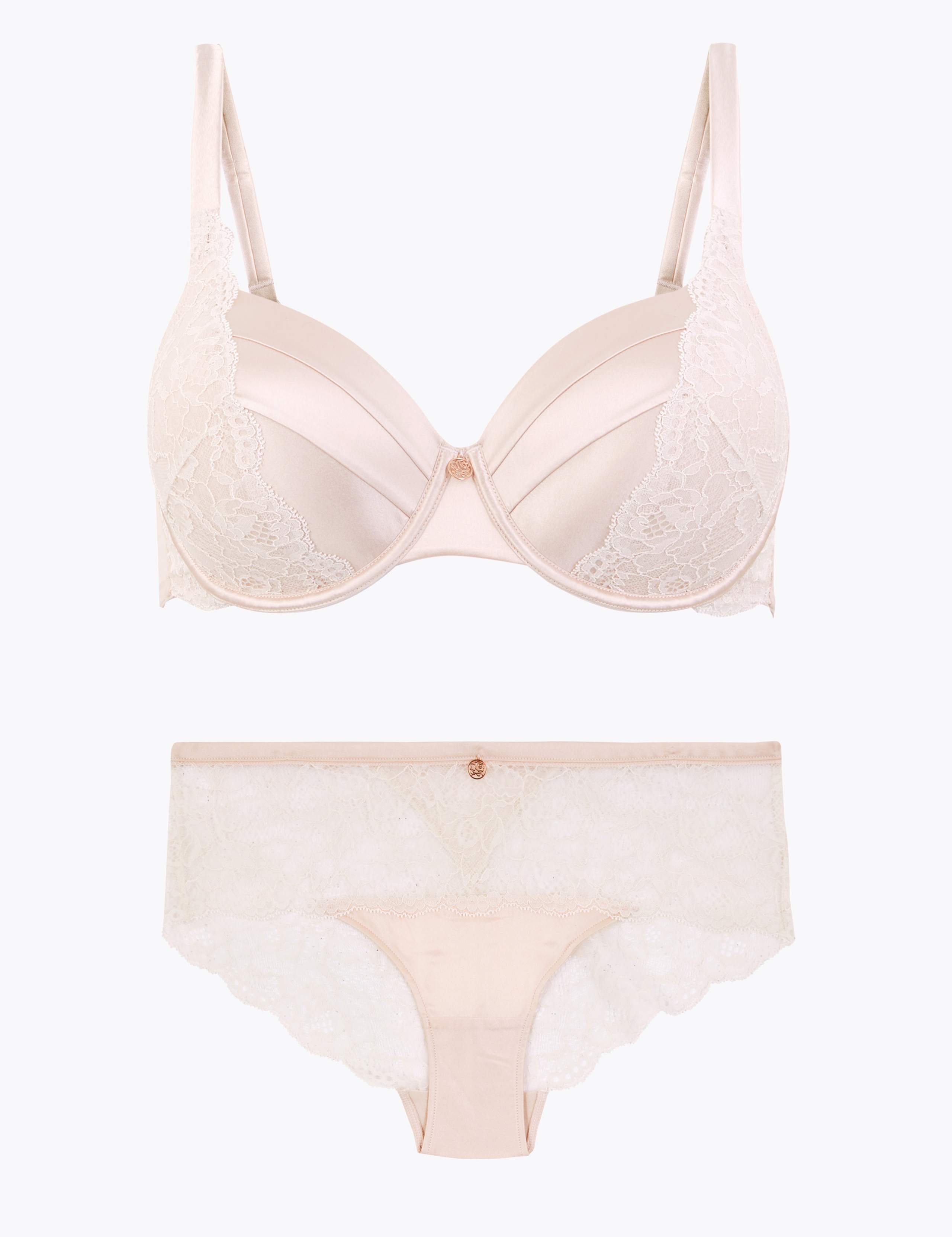Silk & Lace Underwired Set with Full Cup Bra A-E 1 of 6