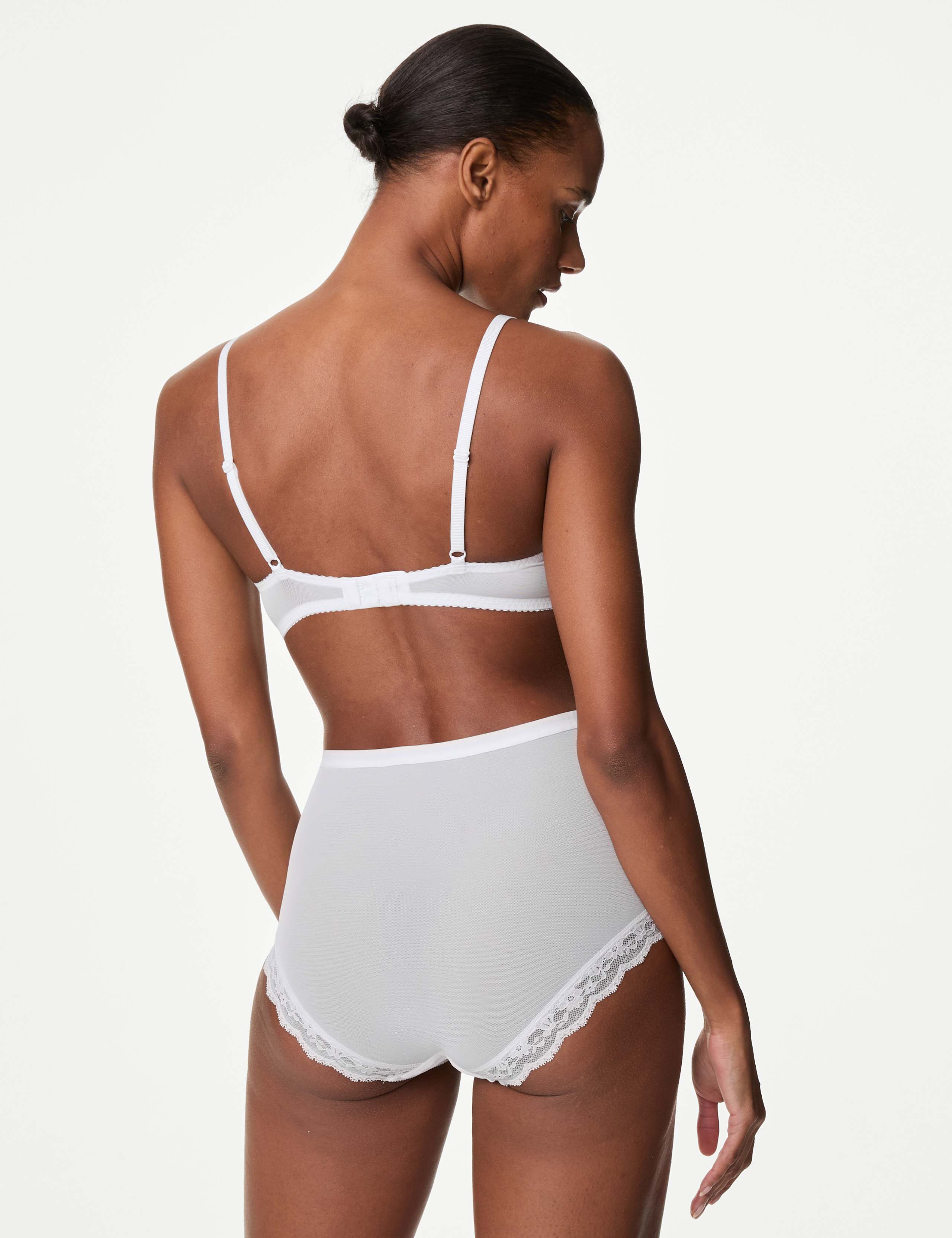 Lace Trim Wired Demi Cup Bra Set A-E 6 of 6