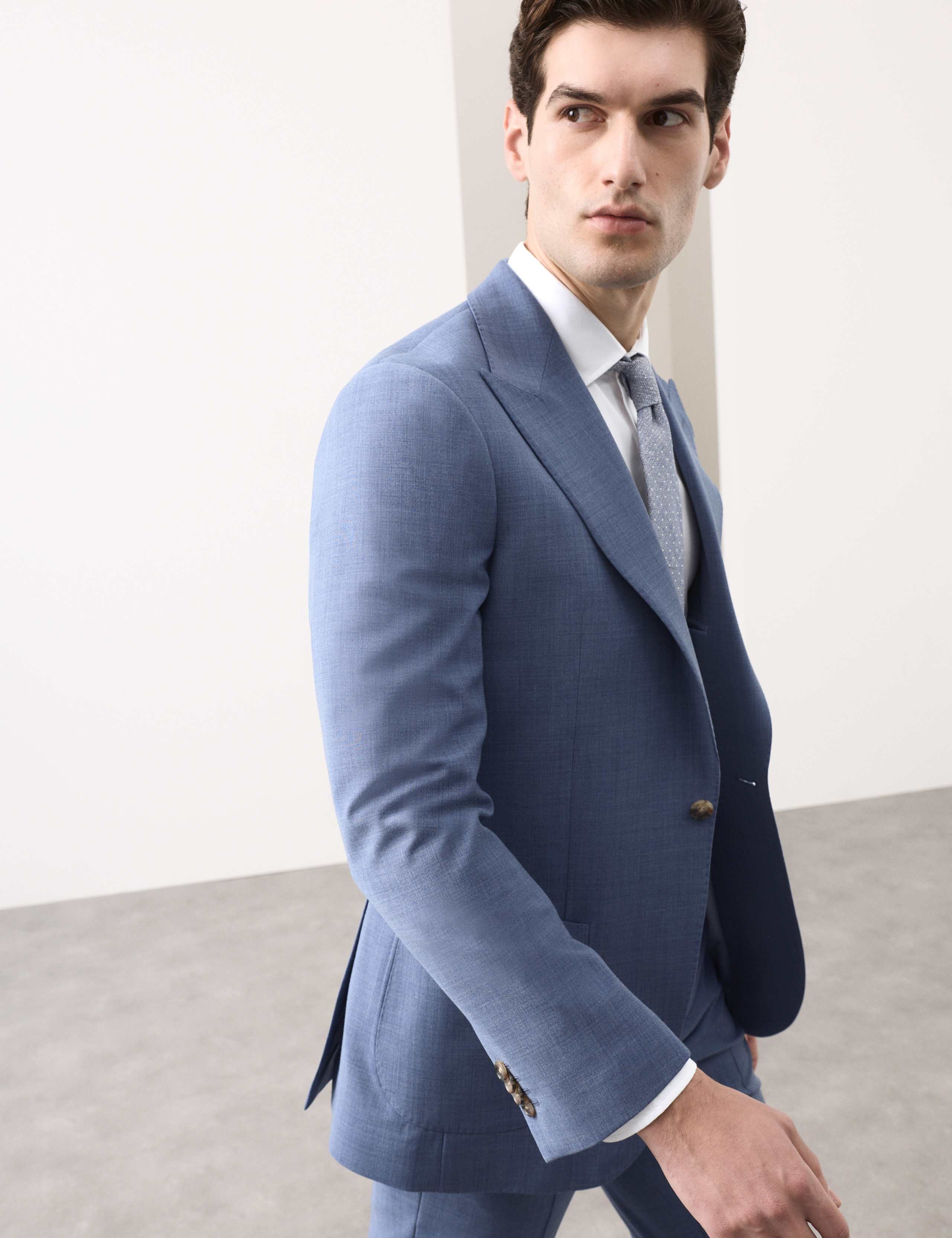 2 Piece Tailored Fit Wool Blend Hopsack Stretch Suit 2 of 6