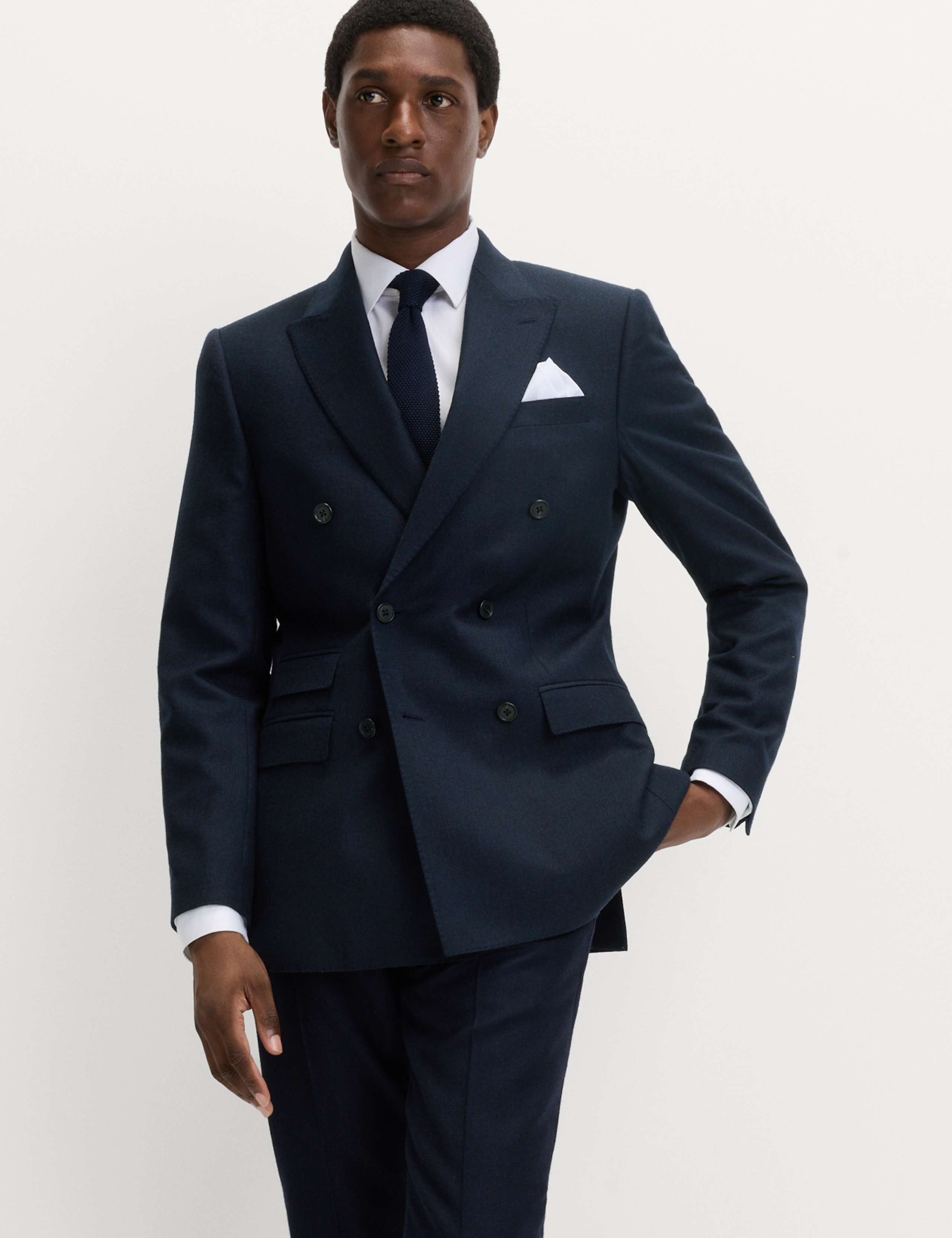 Slim Fit Pure Wool Checked Suit