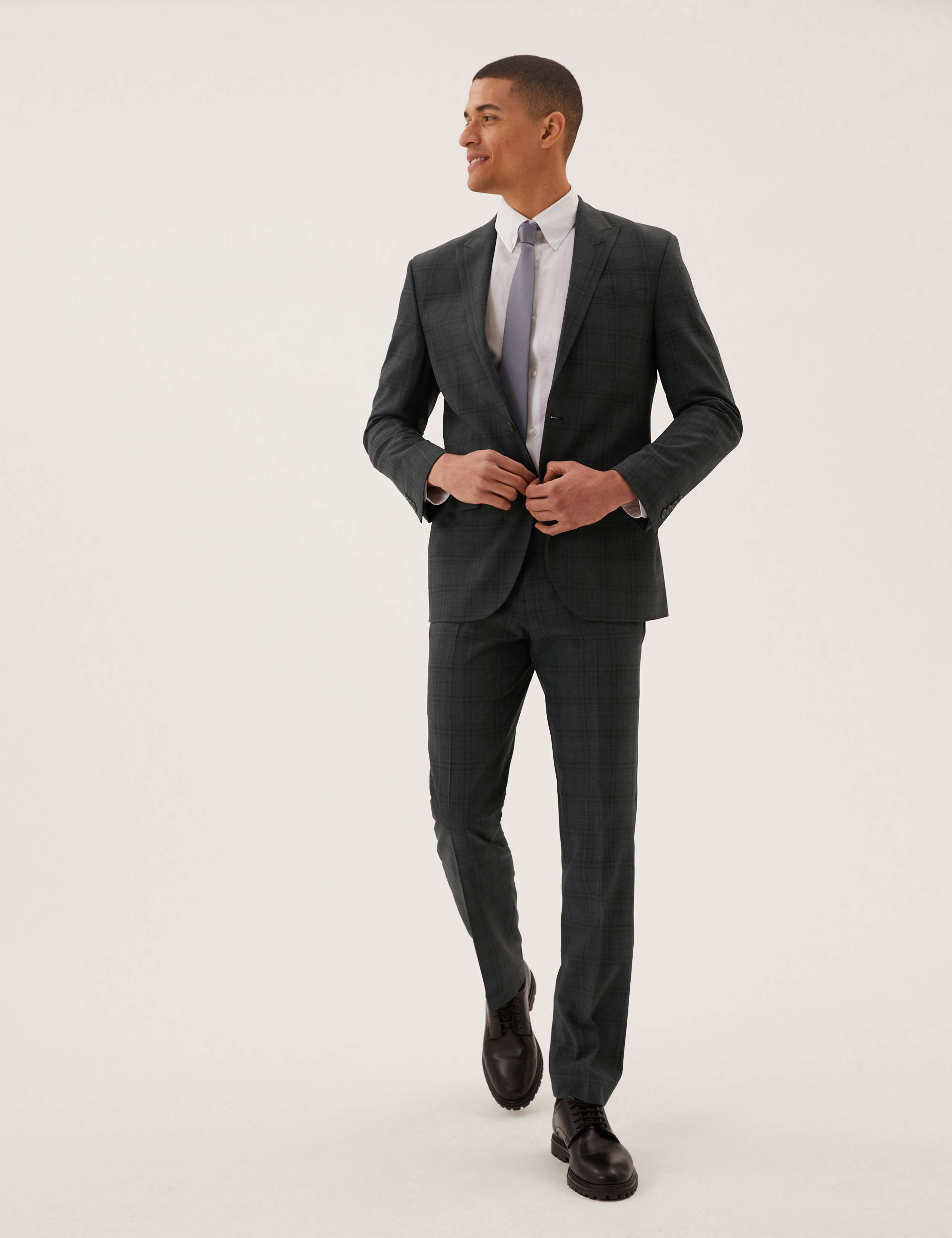 Tailored Fit Wool Checked Suit 3 of 8