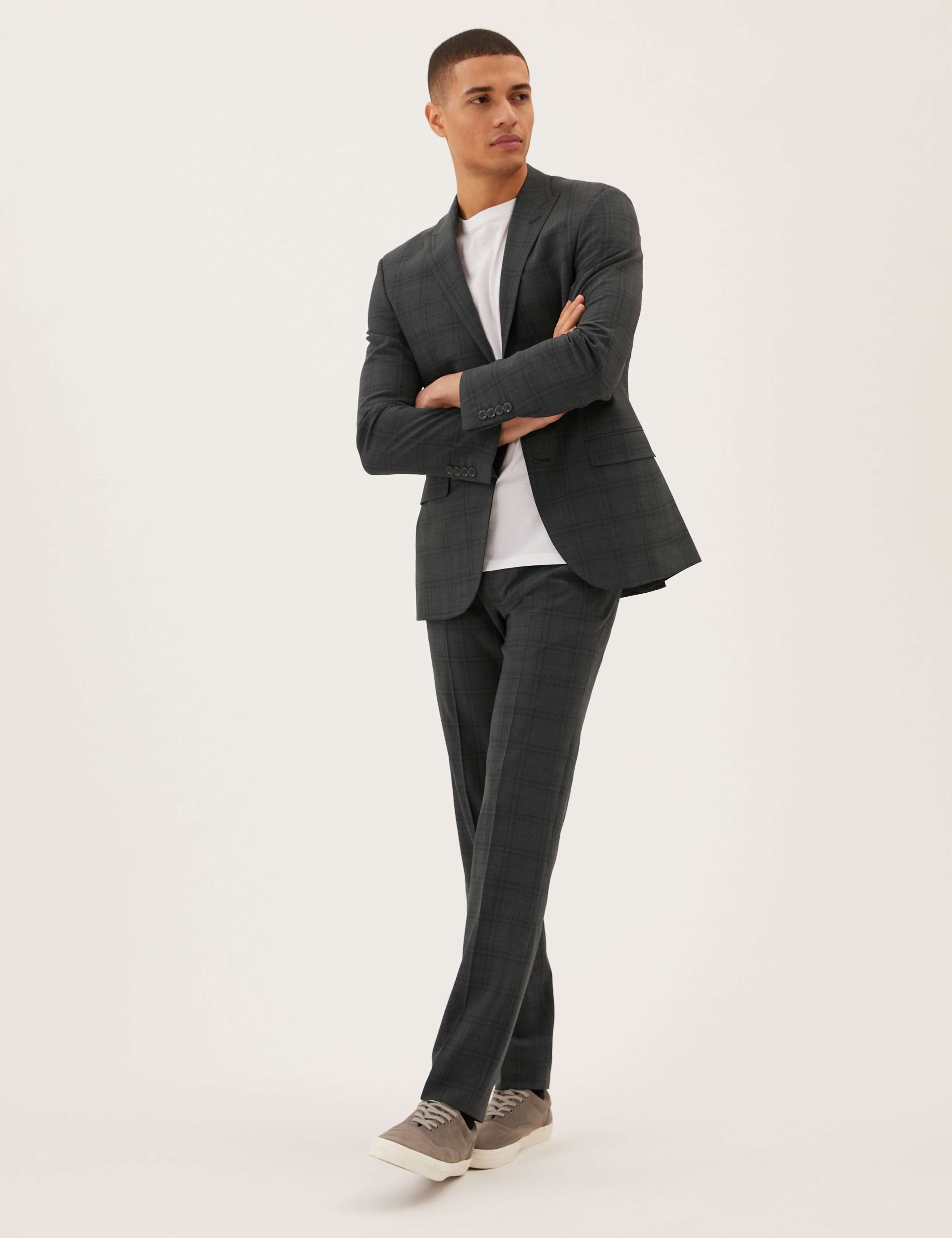 Tailored Fit Wool Checked Suit 4 of 8