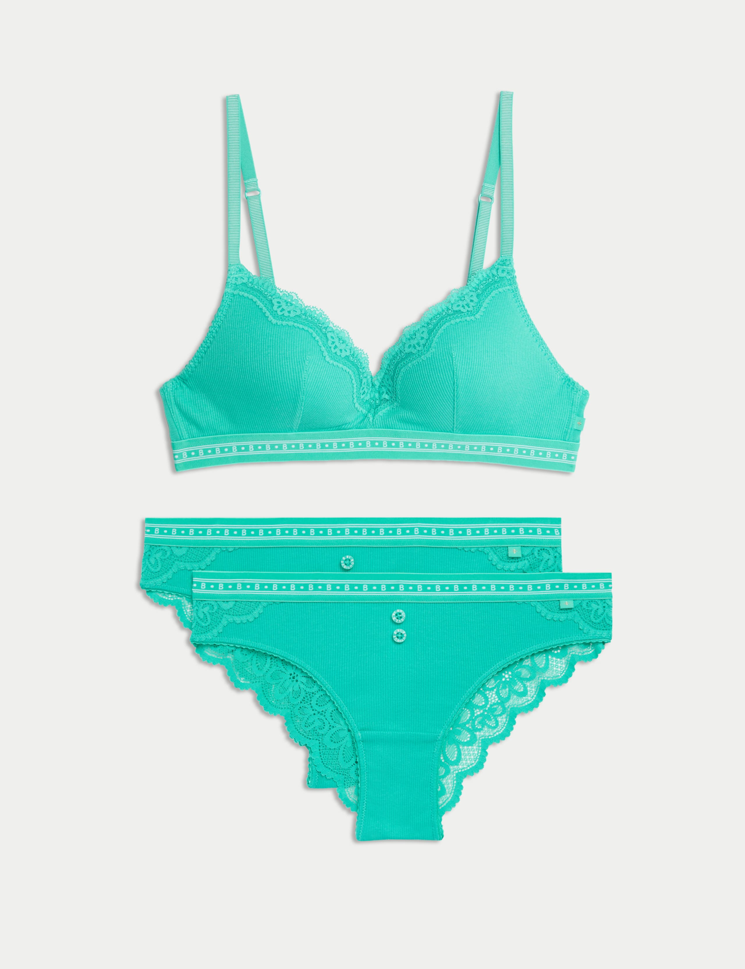 Lotta Ribbed Non-Wired Plunge Bra Set A-E 1 of 6