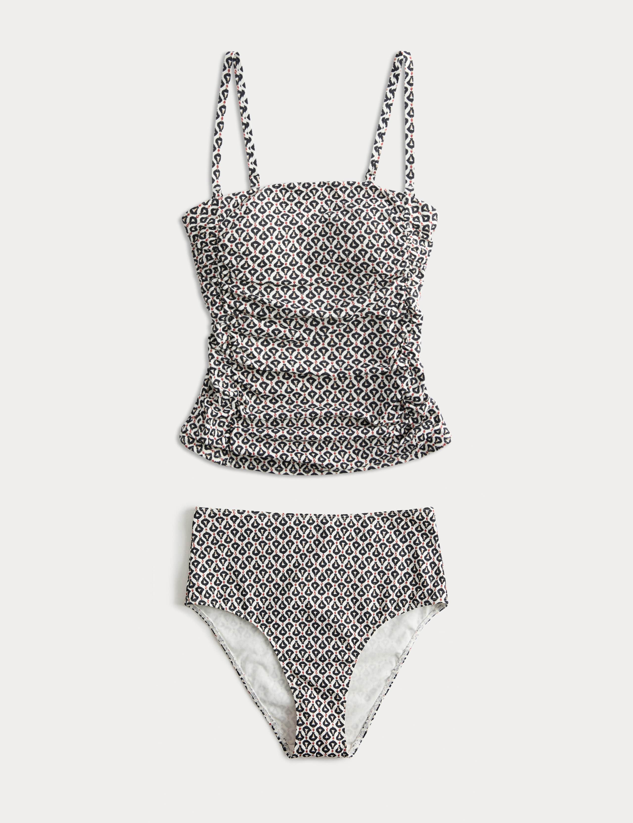 Tummy Control Printed Ruched Tankini Set 1 of 6