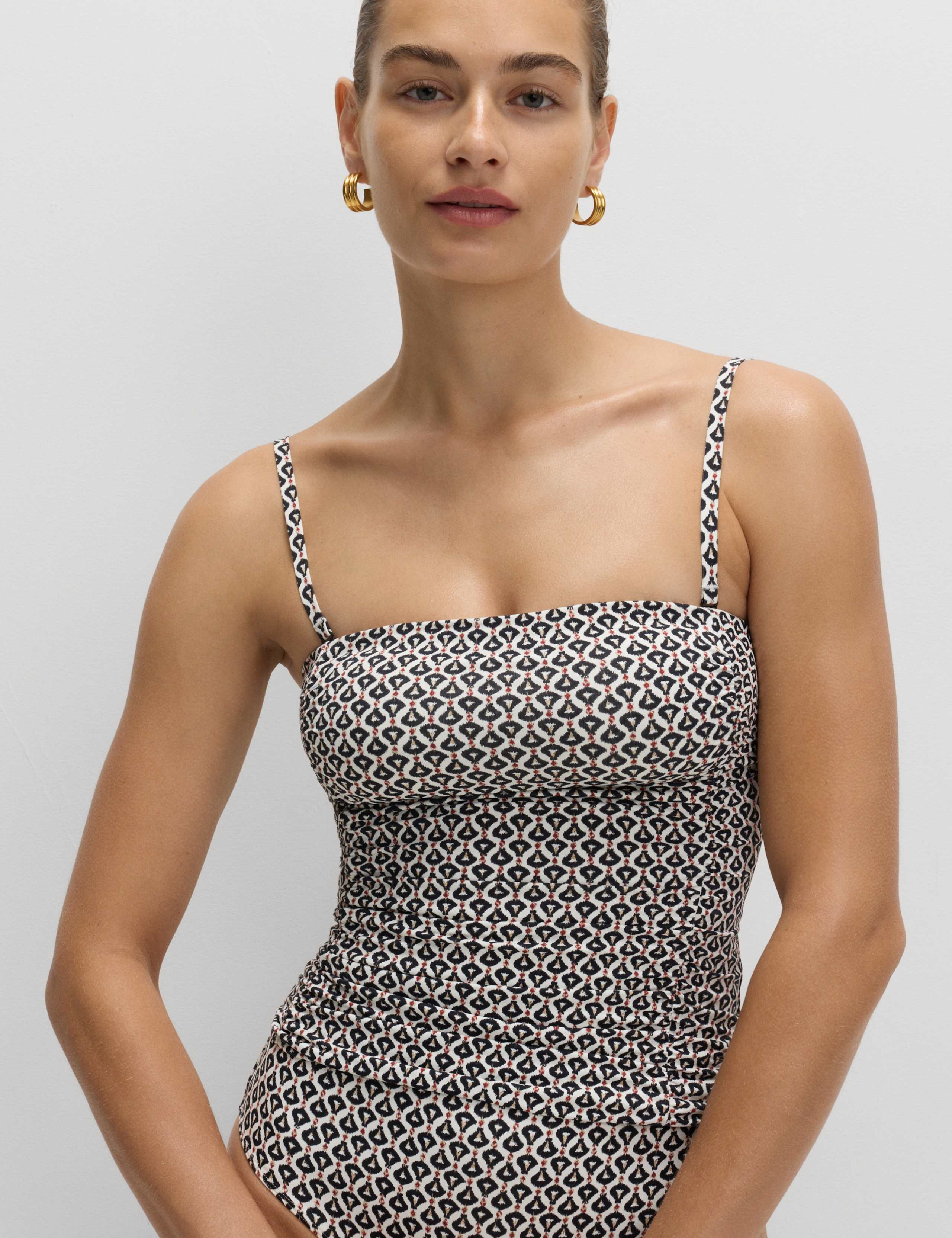 Tummy Control Printed Ruched Tankini Set 2 of 6