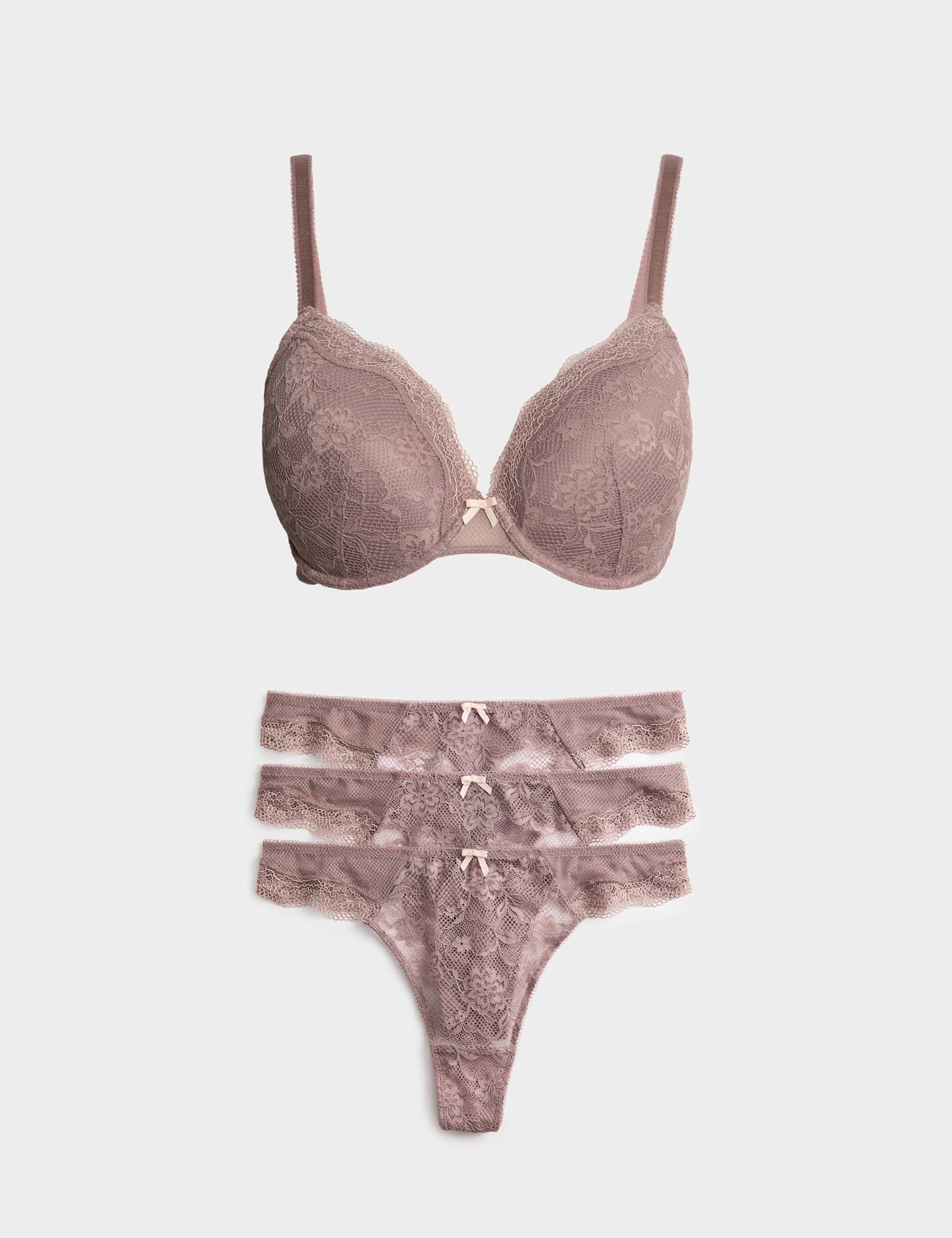 Jasmine Lace Wired Plunge Bra Set F-H 1 of 5