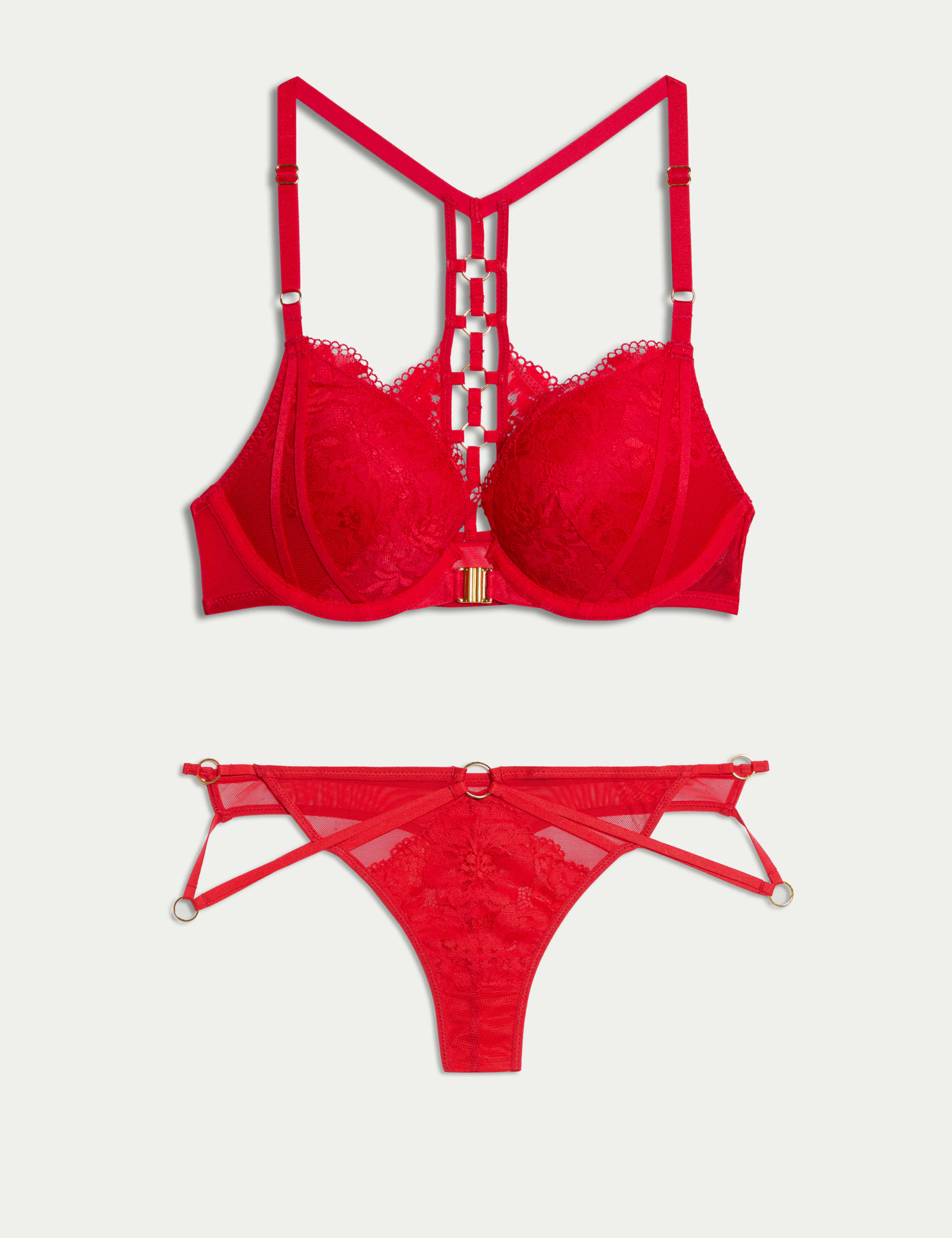Vera Lace Wired Push Up Plunge Bra Set A-E 1 of 6