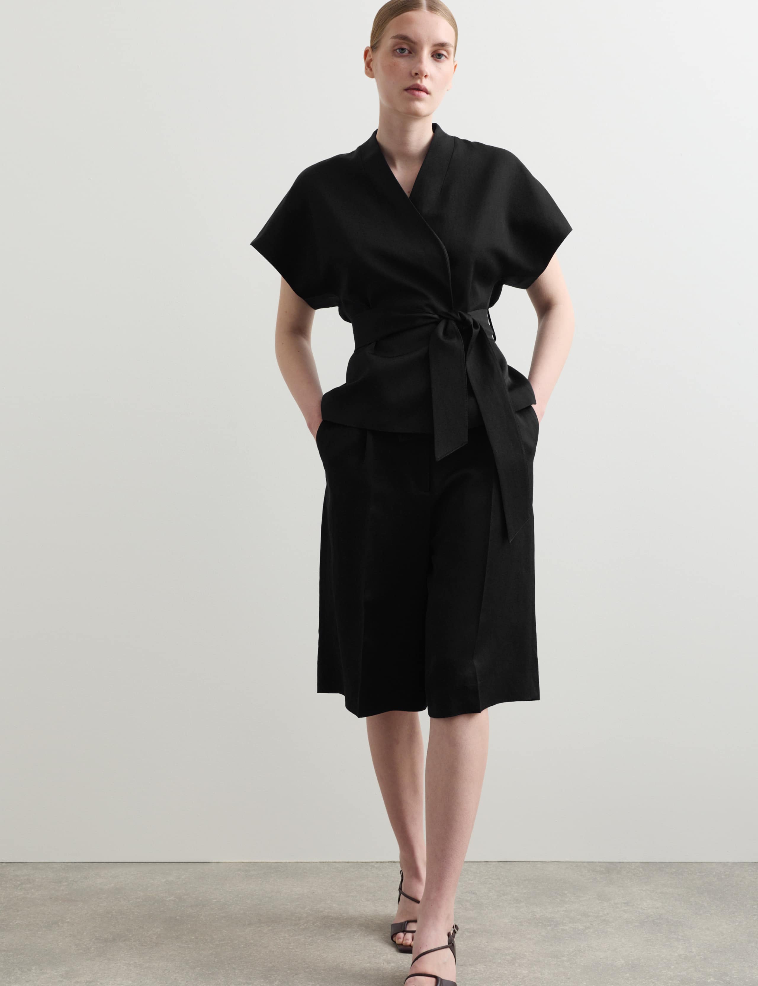 Wrap Jacket with Linen & Shorts