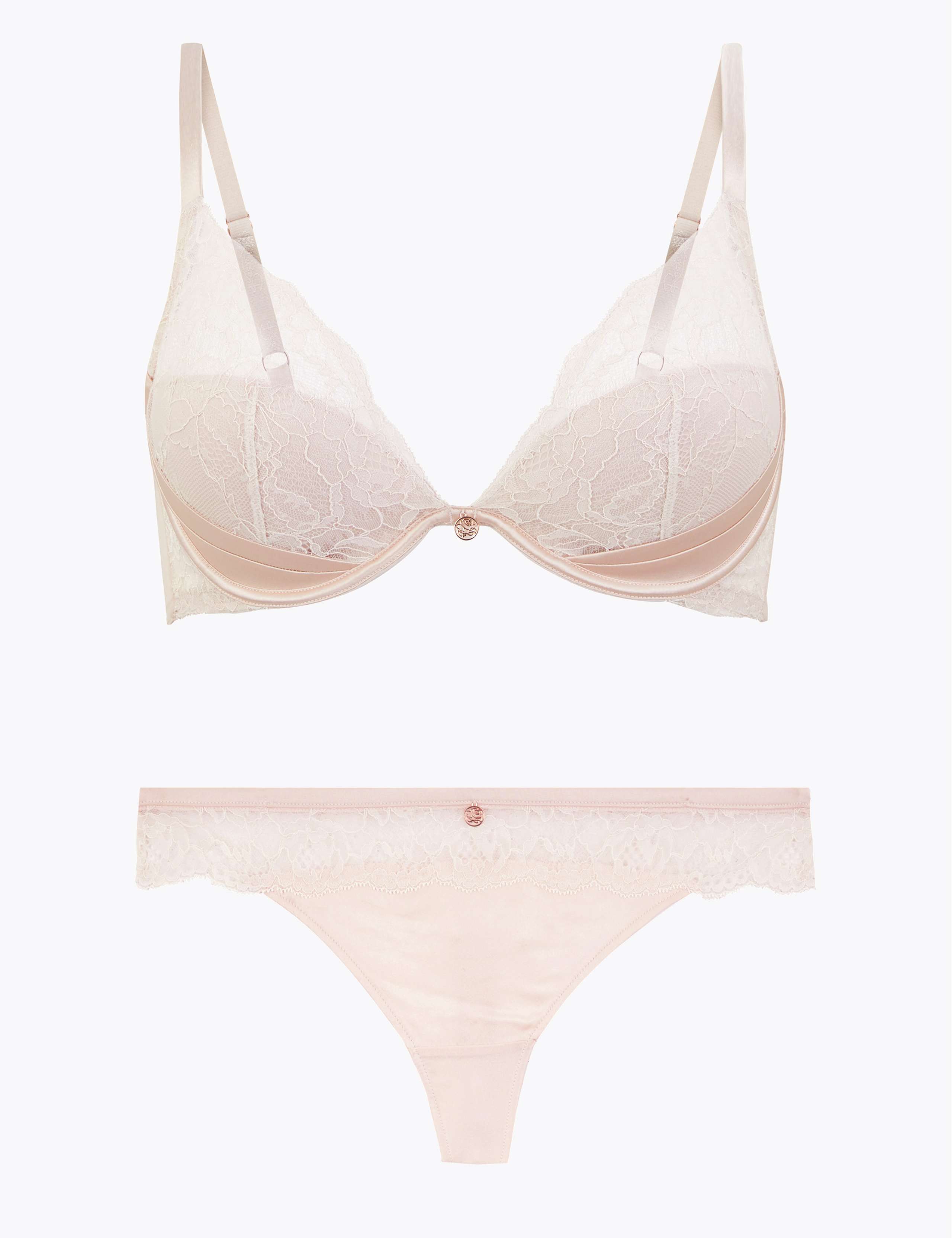 Silk & Lace Padded Set with Plunge Bra 1 of 6