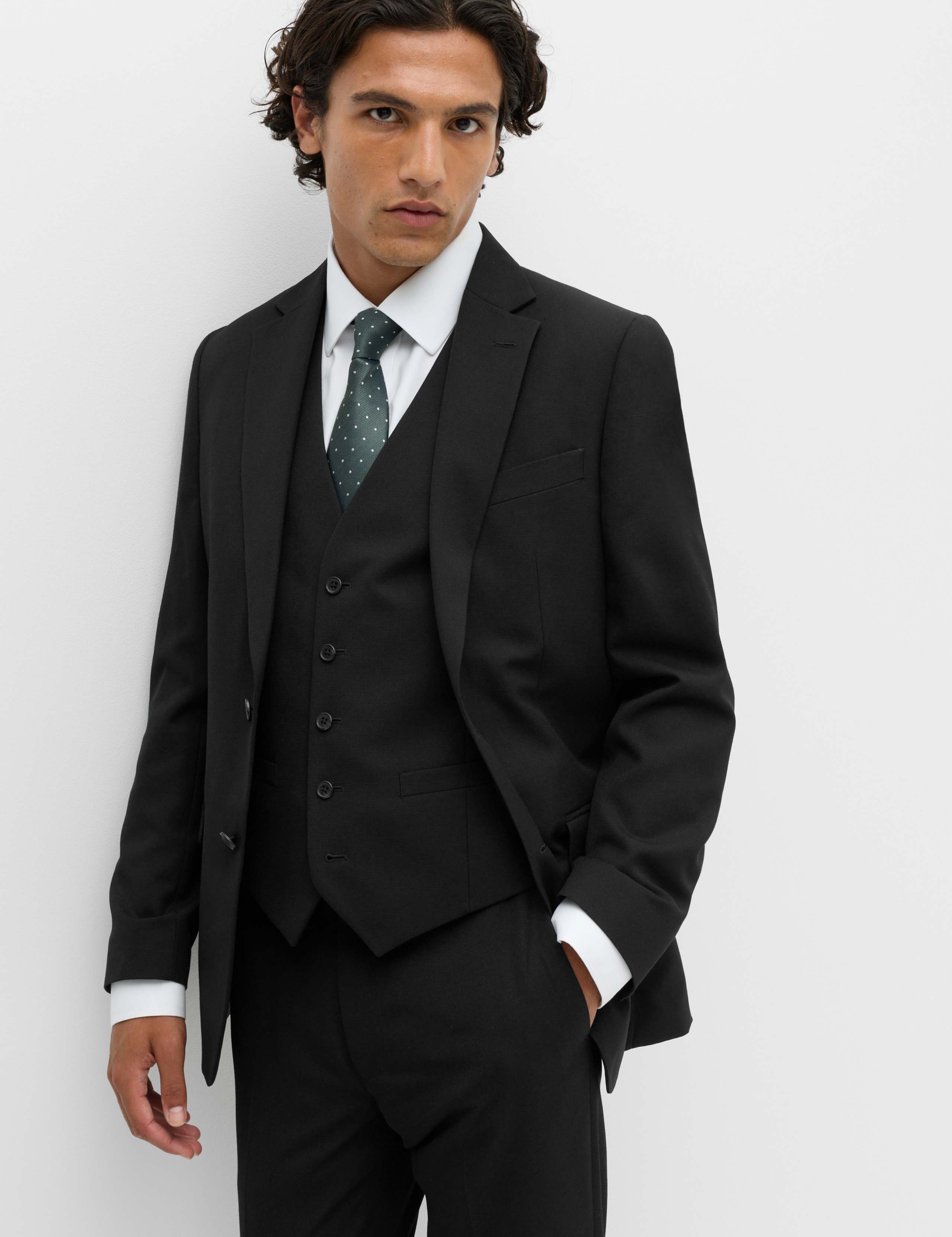3 Piece Tailored Fit Textured Suit