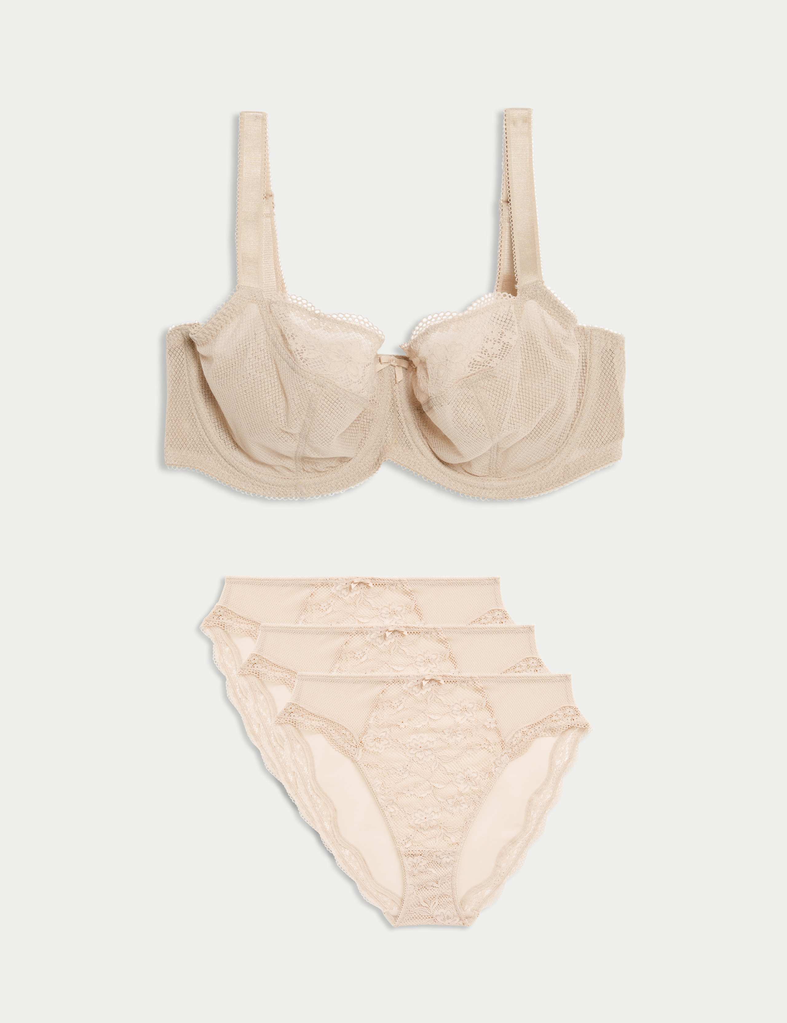 Jasmine Lace Wired Balcony Bra Set F-H 1 of 6