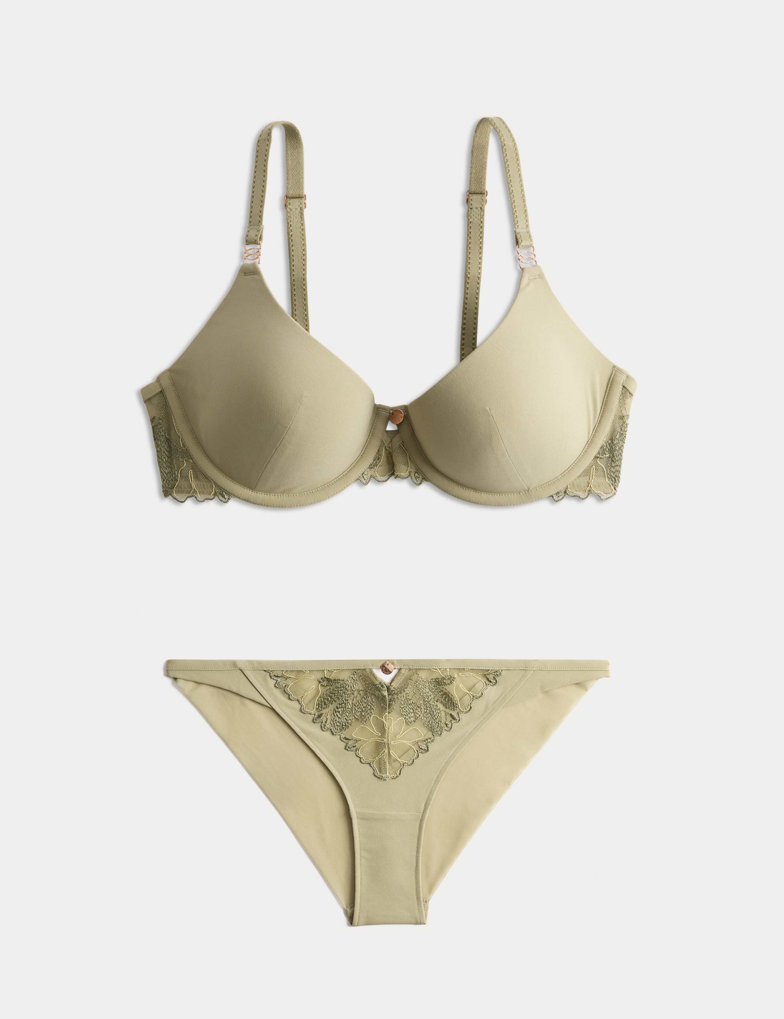 Ianthe Embroidery Wired Scoop Demi Bra Set A-E 1 of 6