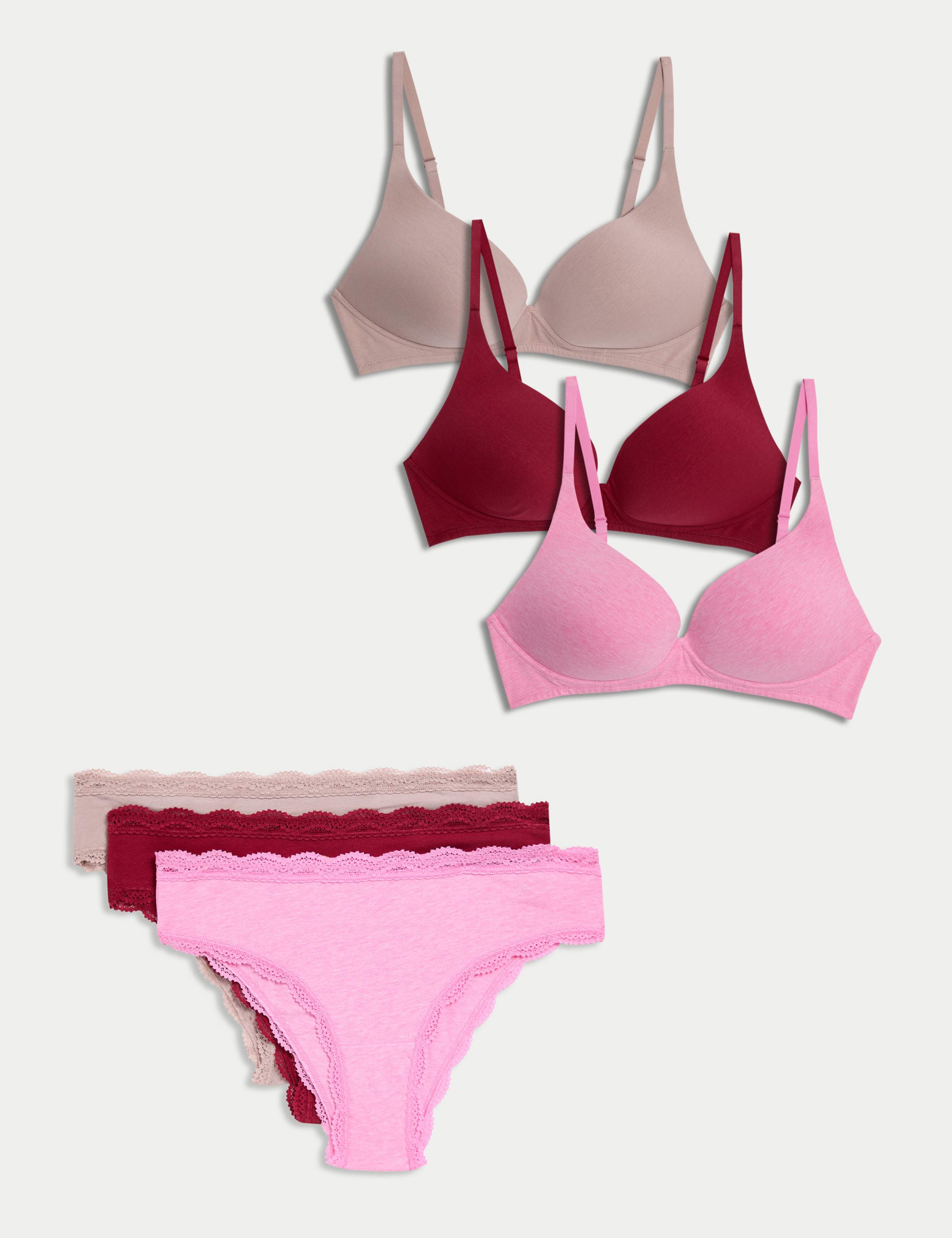 3pk Non Wired Plunge T-Shirt Bras Set A-E 1 of 6