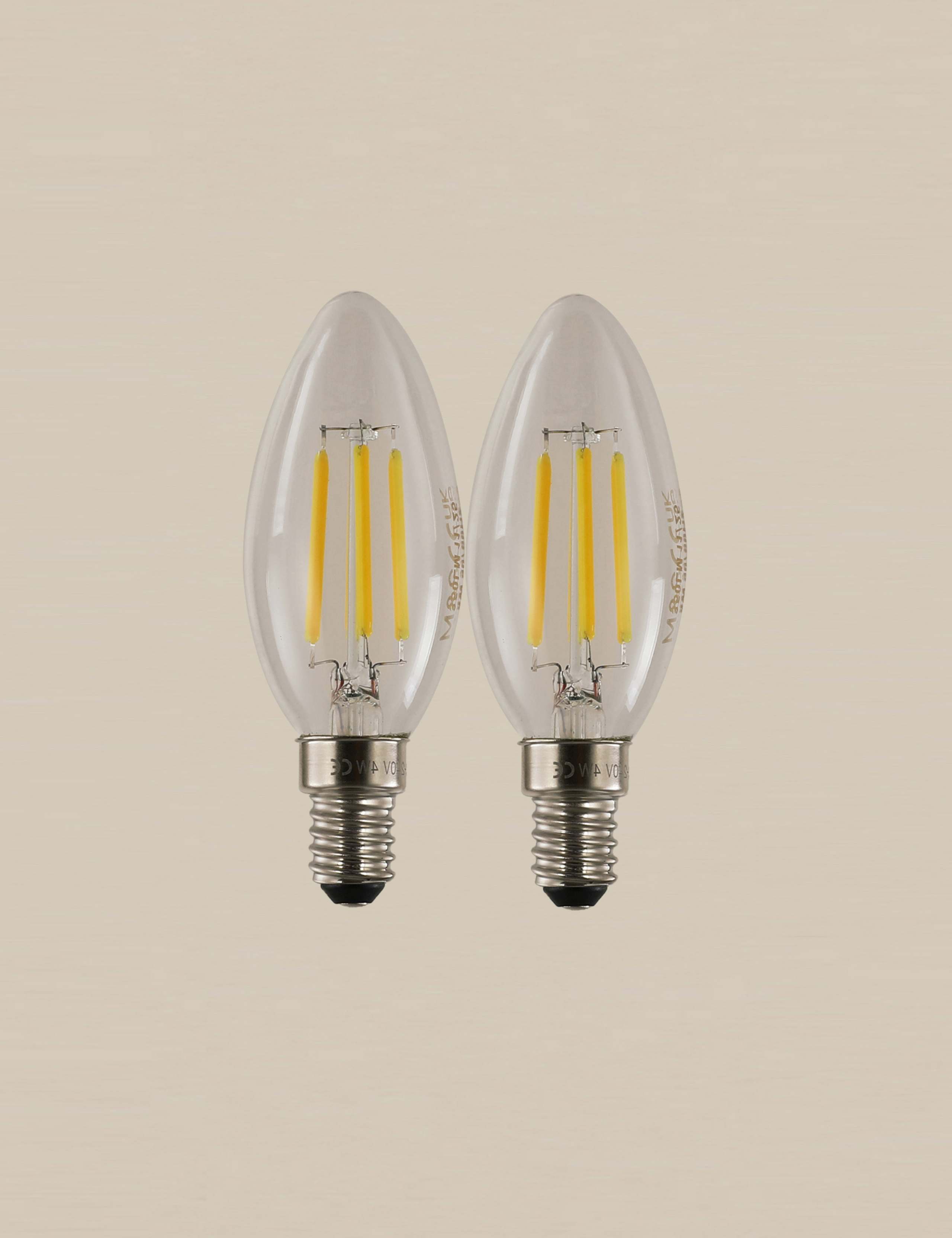 2 Pack 4W E14 Candle LED Light Bulbs