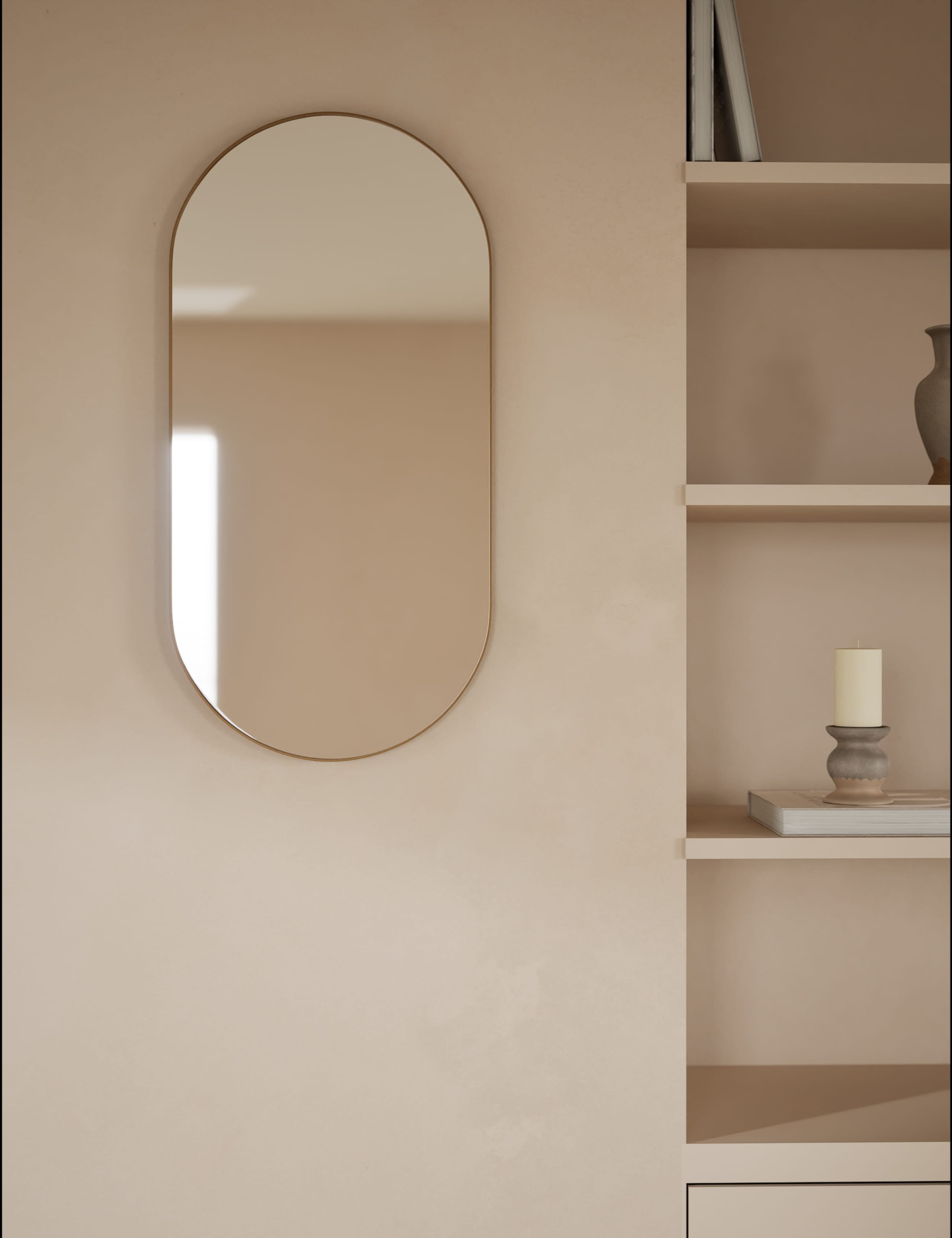 Milan Pill Shape Short Hanging Mirror 80 x 40