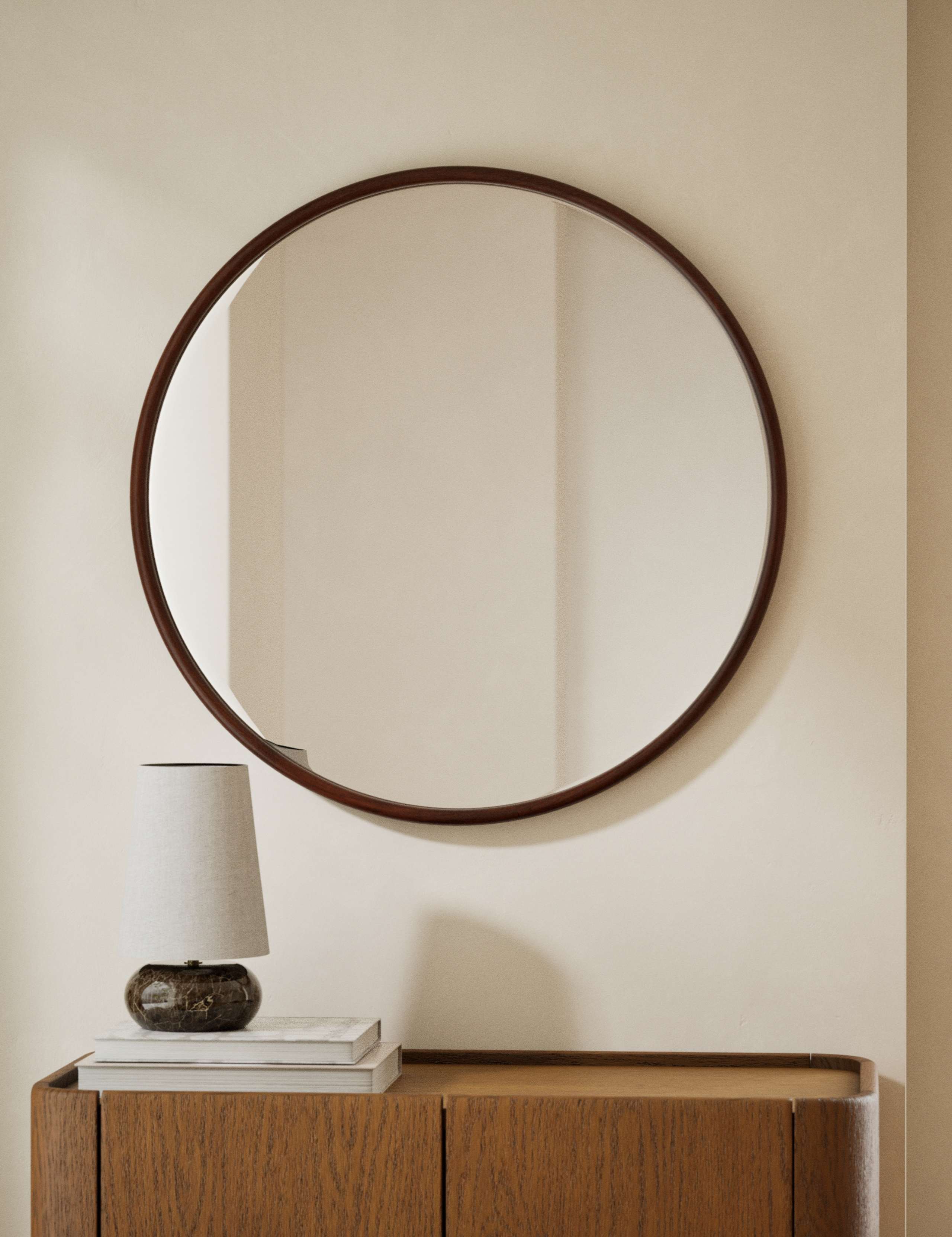 Wooden Round Mirror 80cm