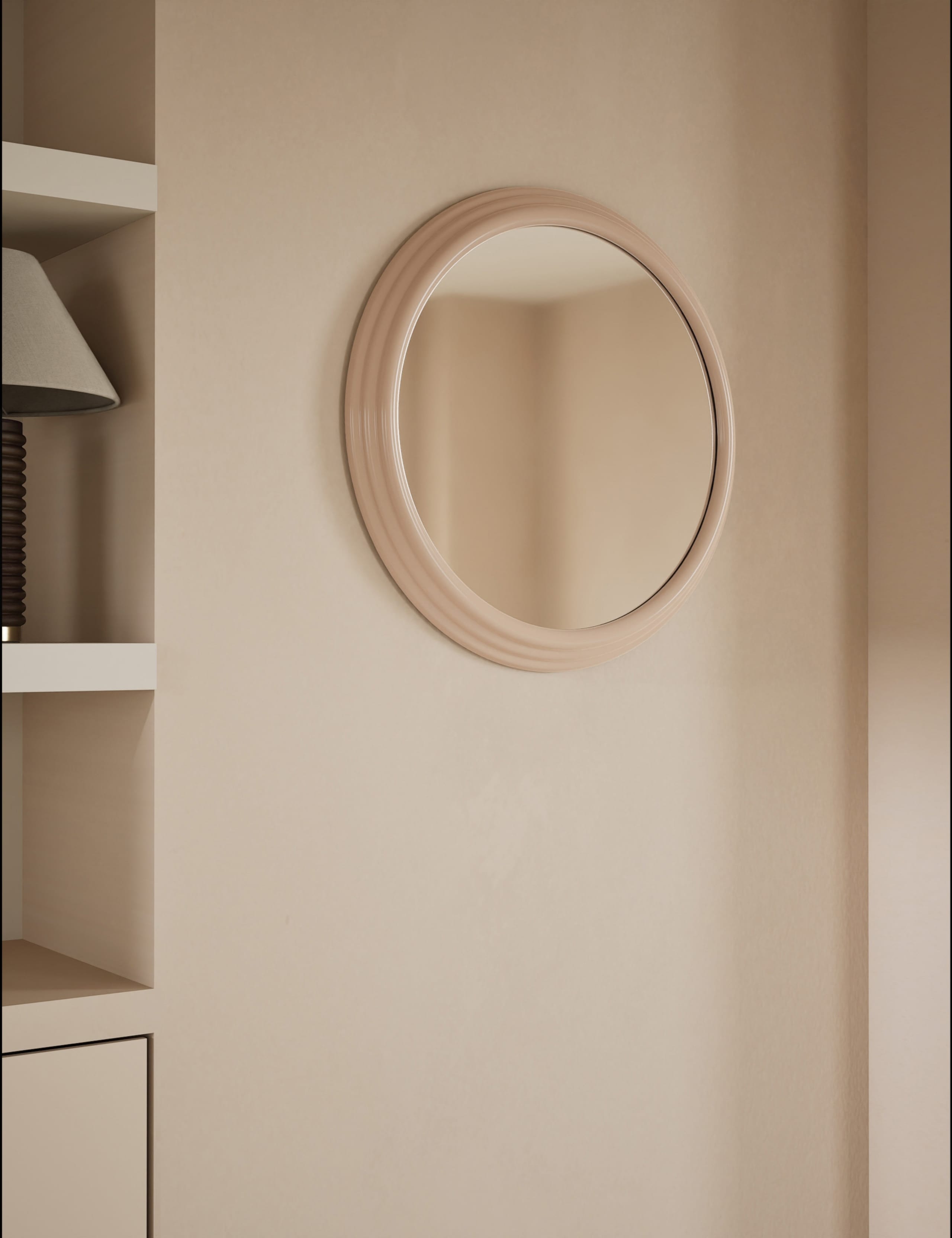 Ribbed Gloss Round Wall Mirror