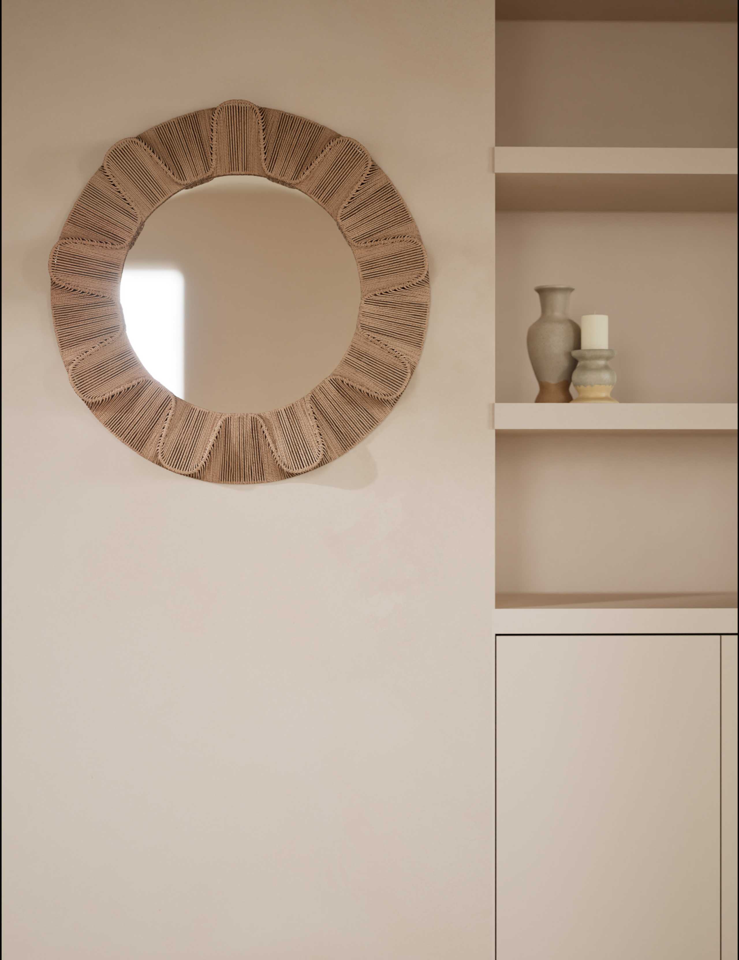 Jute String Round Mirror
