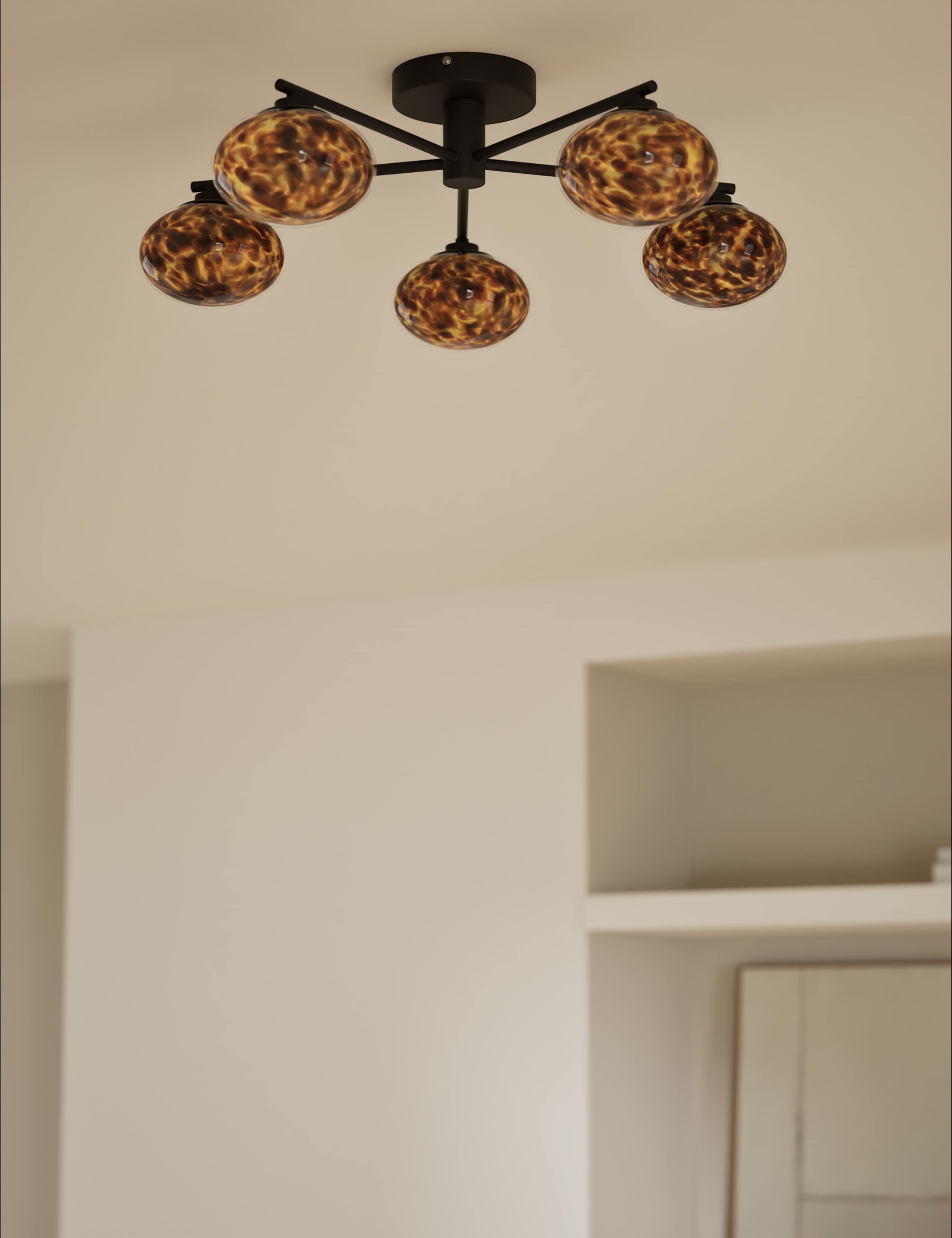 Glass Tortoiseshell Flush Ceiling Light