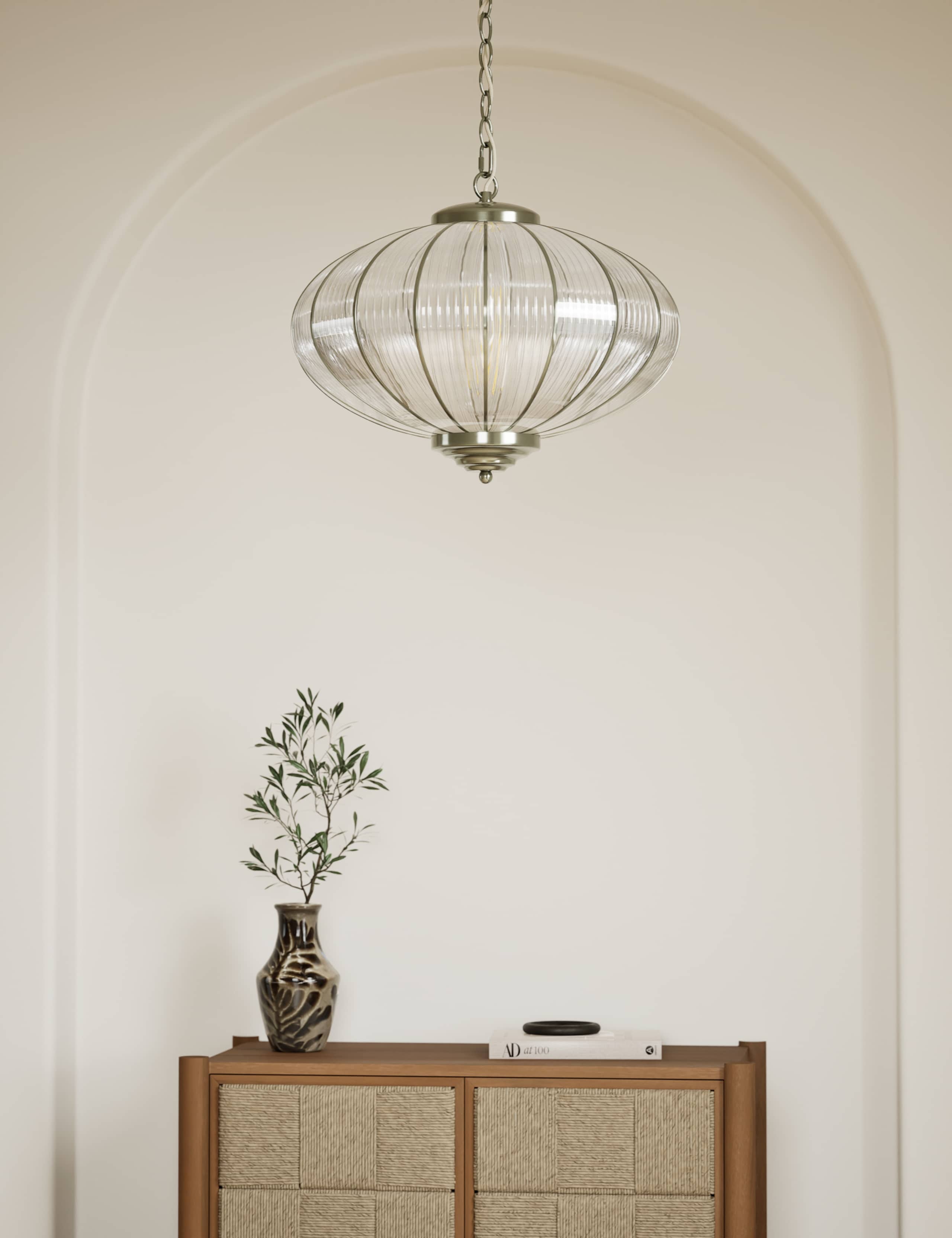 Gemball Glass Ribbed Pendant Light