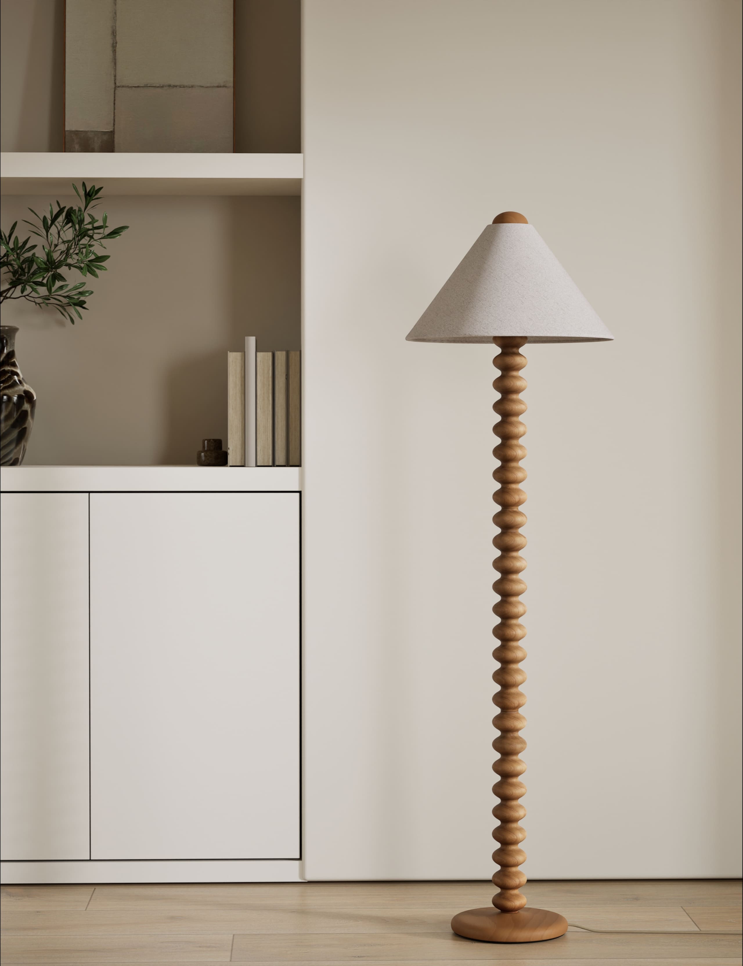 Evelyn Wooden Bobbin Floor Lamp