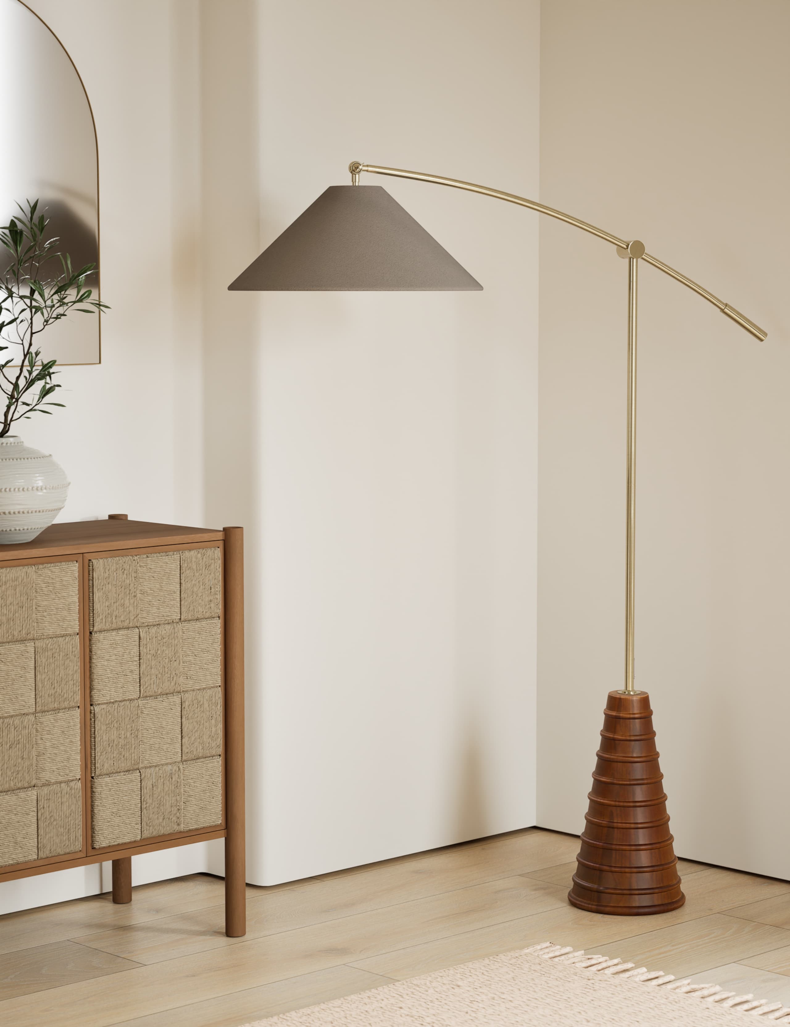 Ribbed Arc Floor Lamp